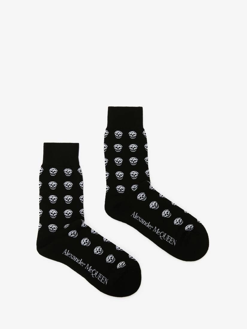 Men's Short Skull Socks in Black - 1