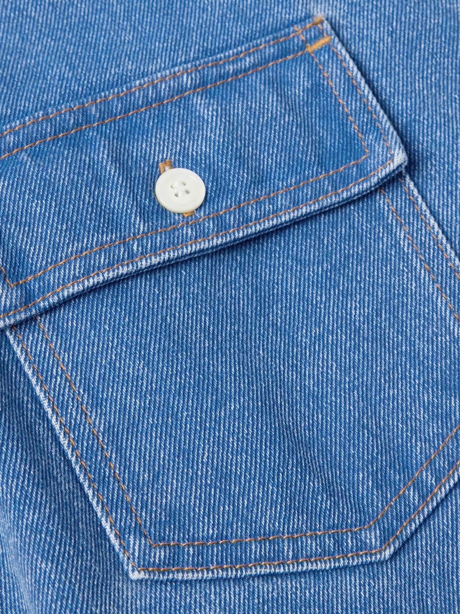Button-Down Collar Denim Overshirt - 4