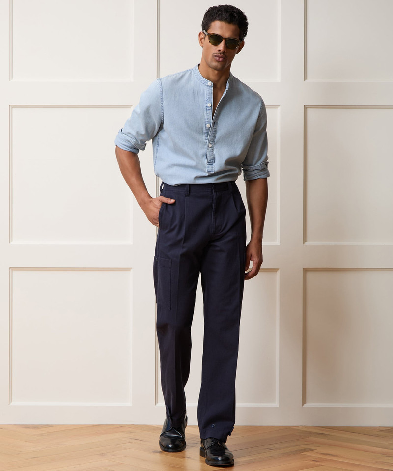 Denim Band Collar Shirt 5