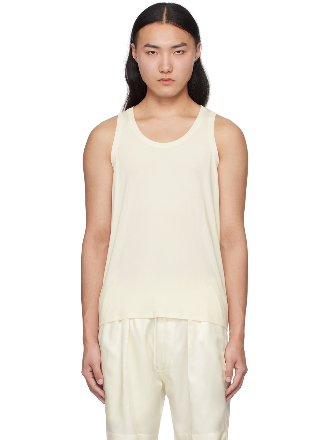 Off-White Scoop Neck Tank Top - 1