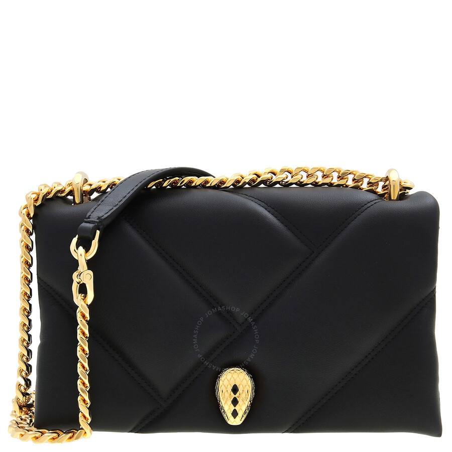 Bvlgari Serpenti Cabochon Leather Shoulder Bag In Black - 1