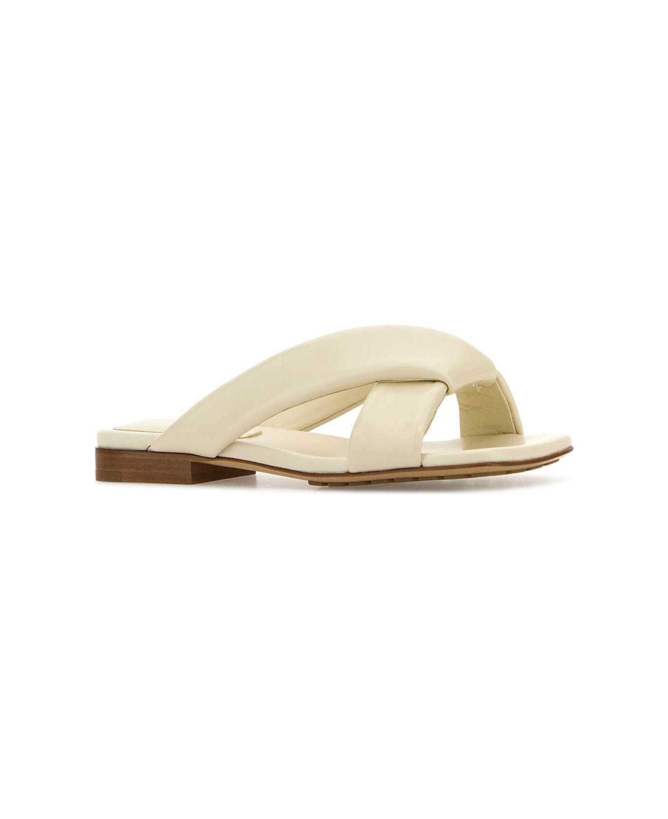 Ivory Leather Riva Slippers - 2