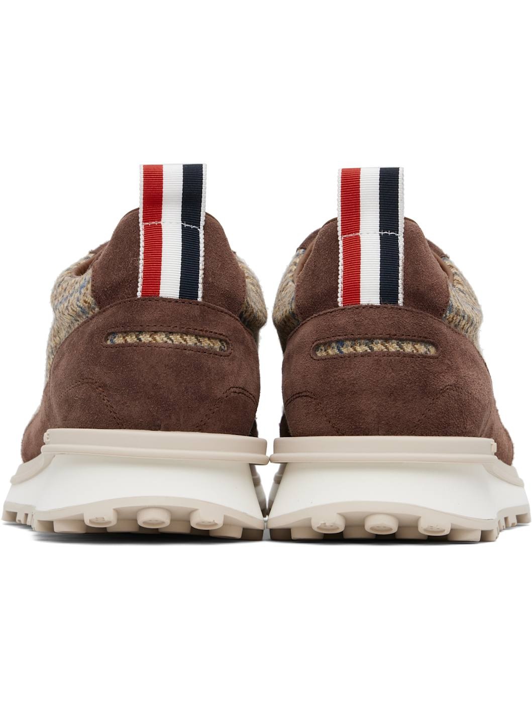 Brown & Beige Gunclub Check Tweed Alumni Sneakers - 2