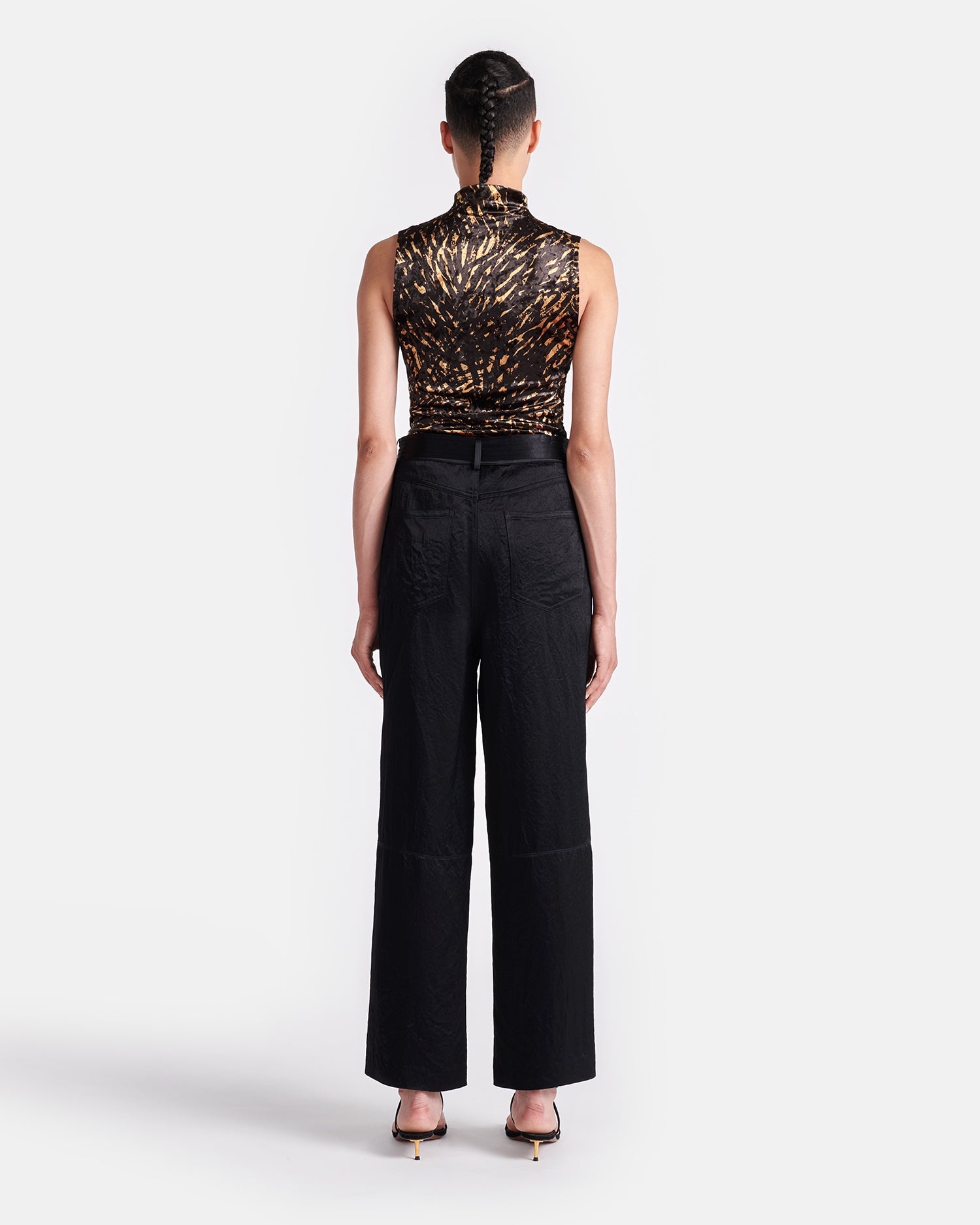 Belted Crinkled-Satin Pants - 3