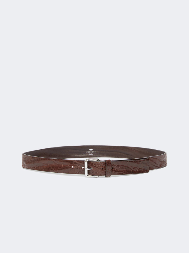 FUNALE Croc print leather belt - BROWN 1