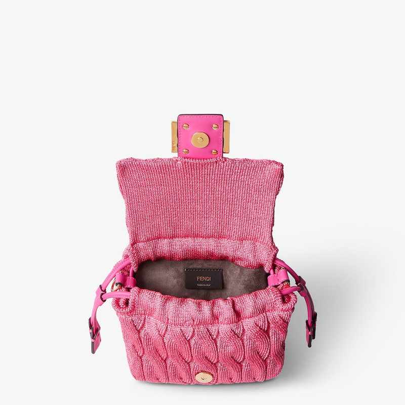 Mamma Baguette Small Fuchsia cable-knit mini-bag 4