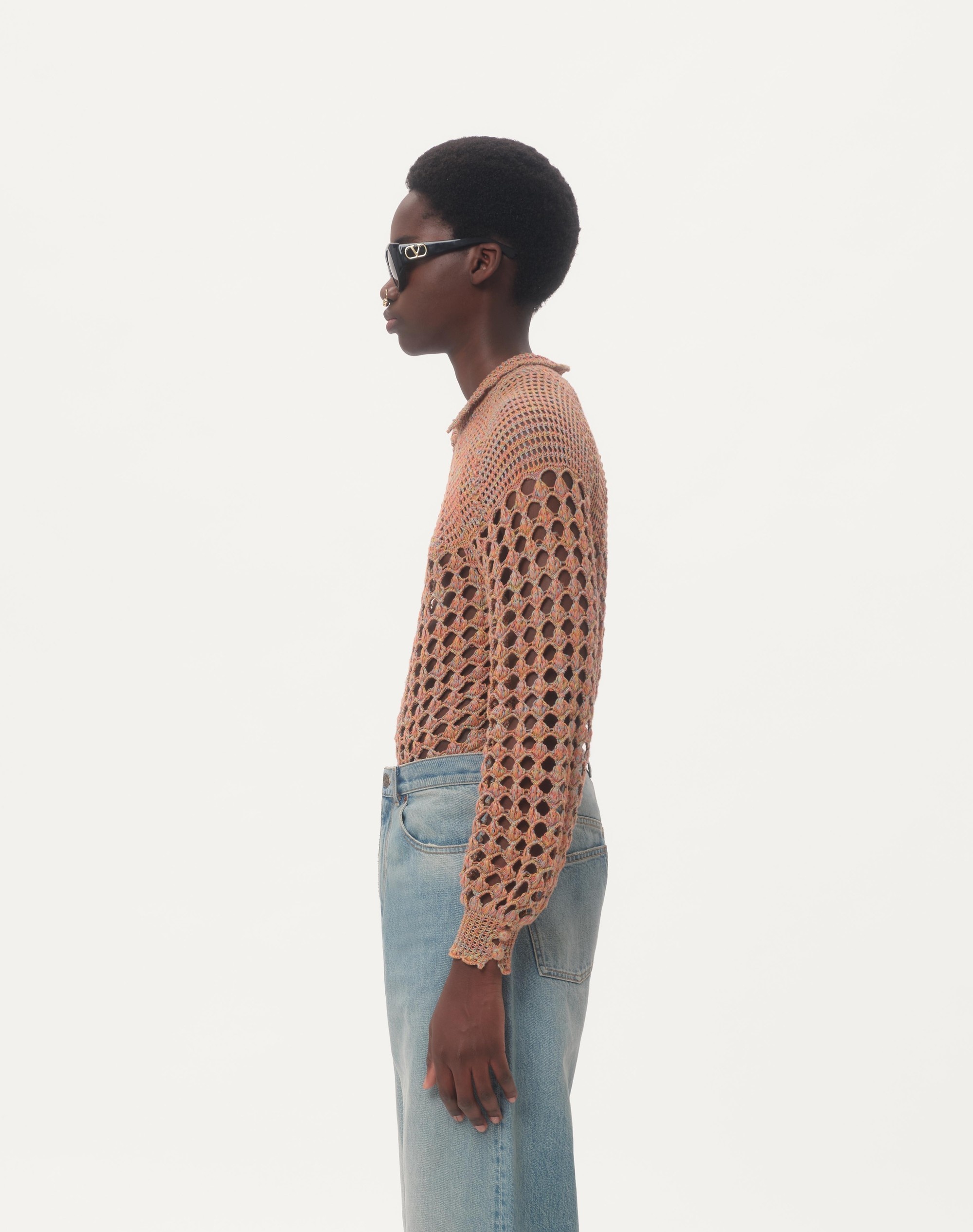 COTTON AND MOULINE LINEN SWEATER - 7