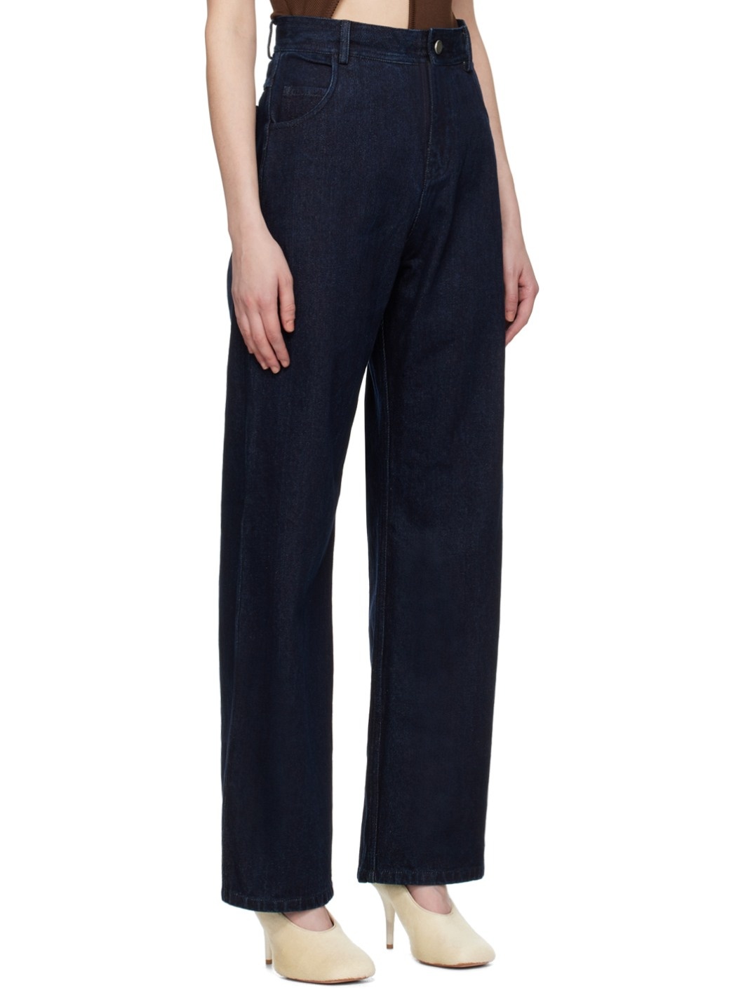Navy Reconstruct High Waist Jeans - 2