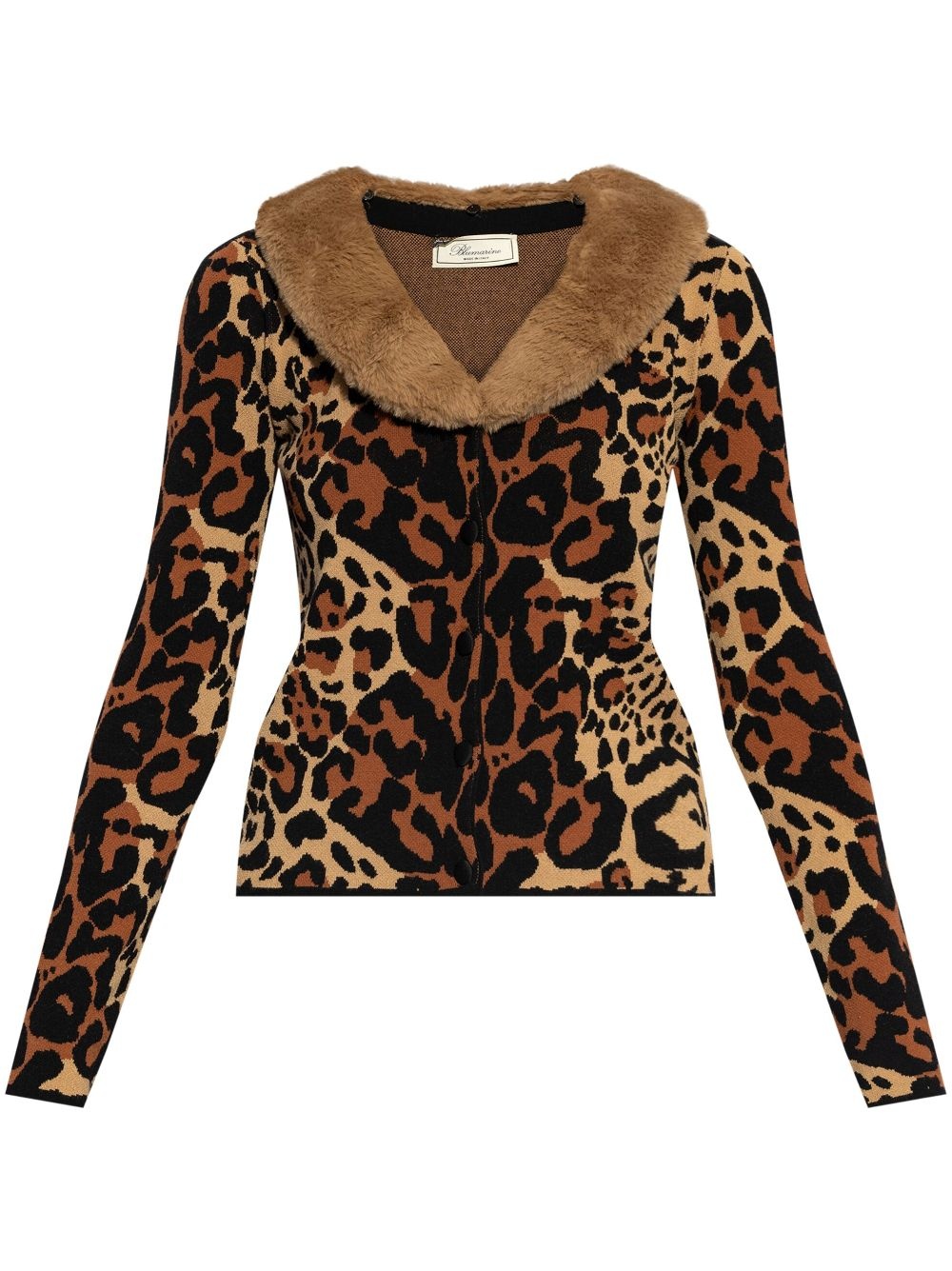 leopard-print faux-fur cardigan - 1