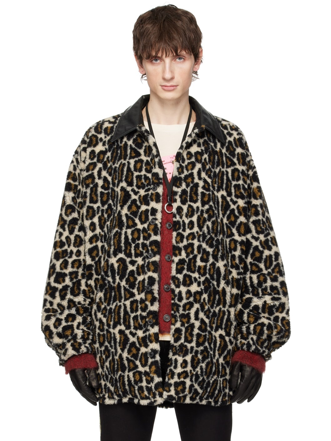 Black & Beige Leopard Print Jacket - 1