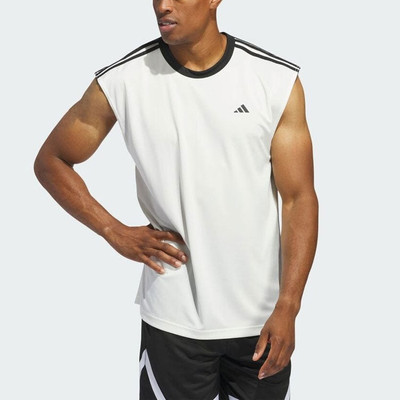 adidas adidas Basketball All-World Sleeveless Tee 'White Black' IN2572 outlook