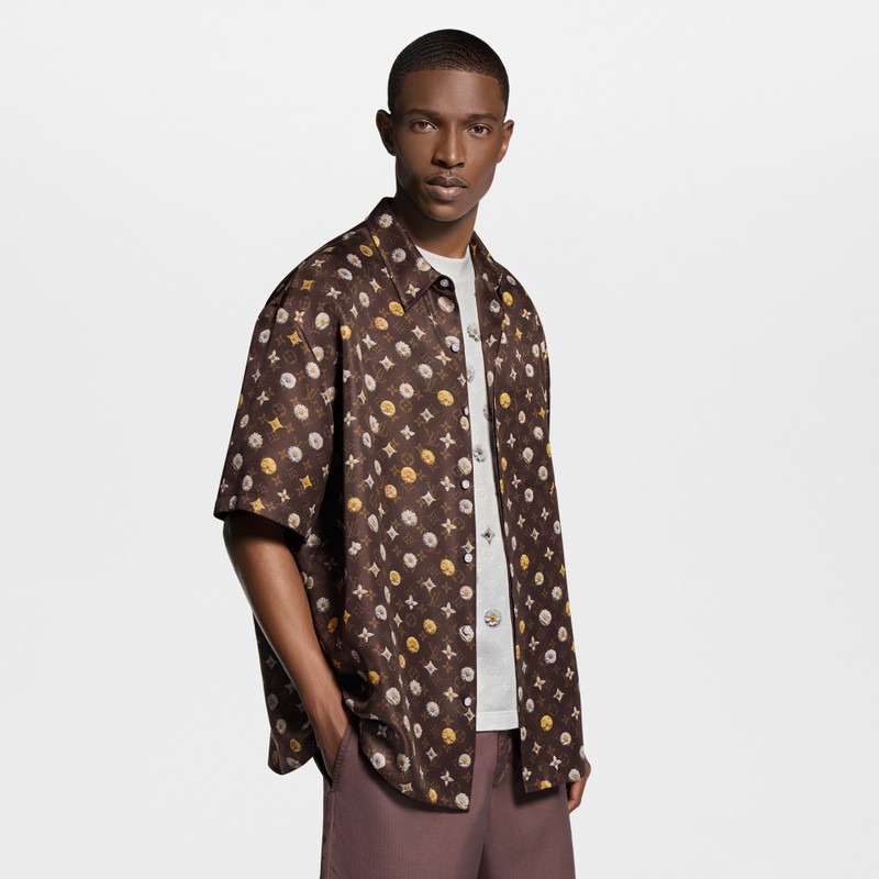 Monogram Printed Short-Sleeved Silk Shirt 2
