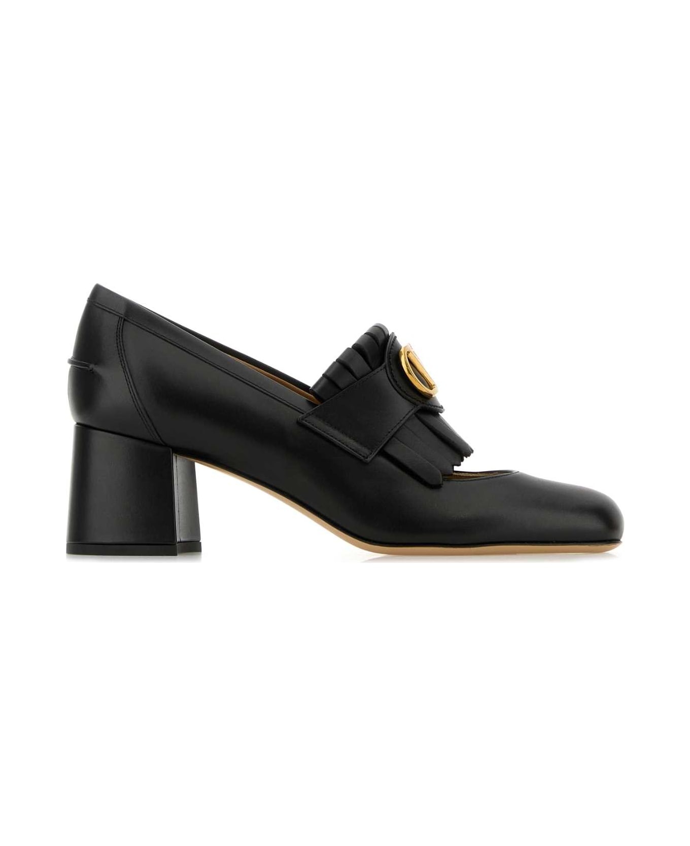 Black Leather Vlogo Pumps - 1