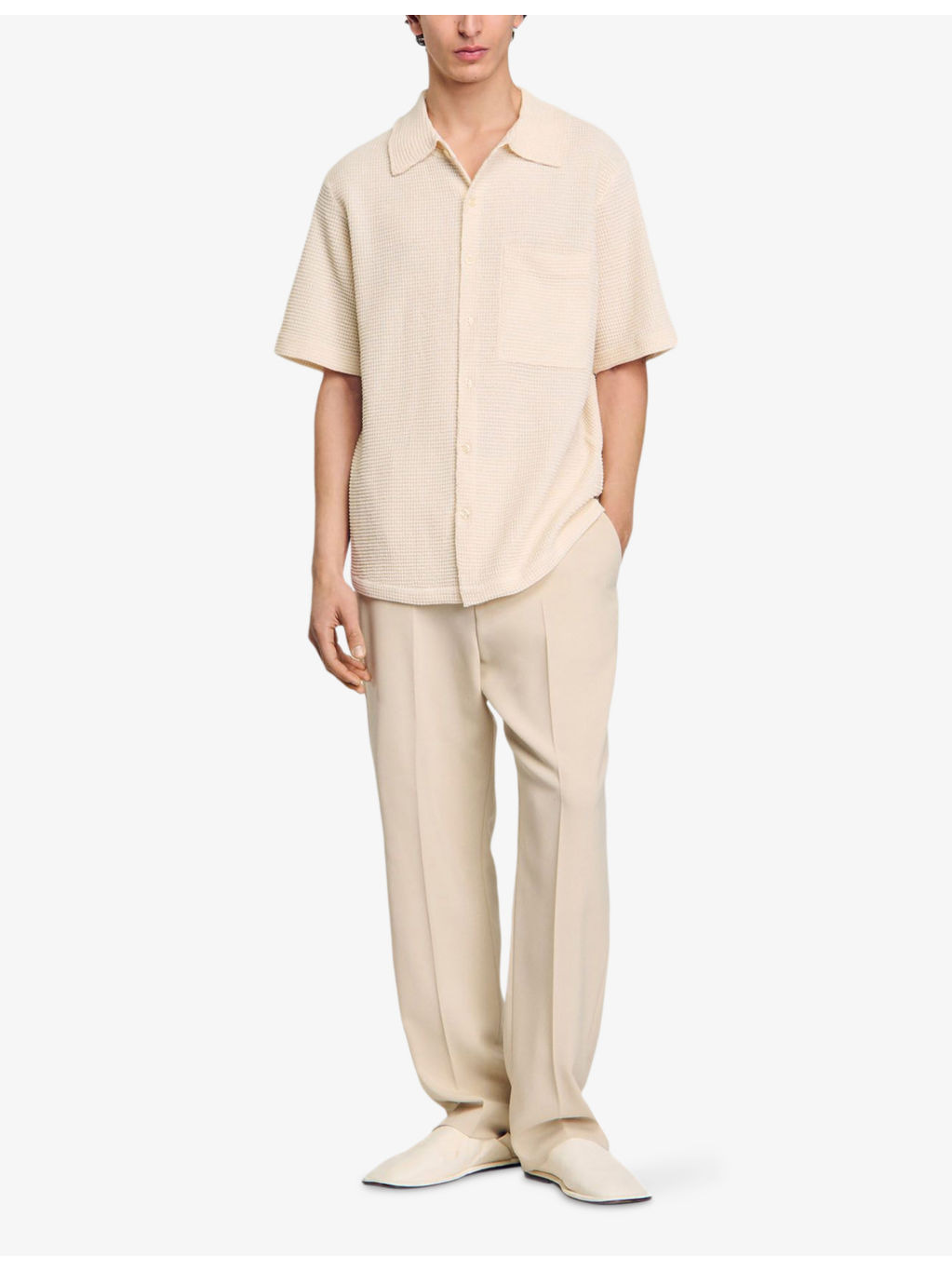 Button-Down Short-Sleeve Waffle Shirt - 2
