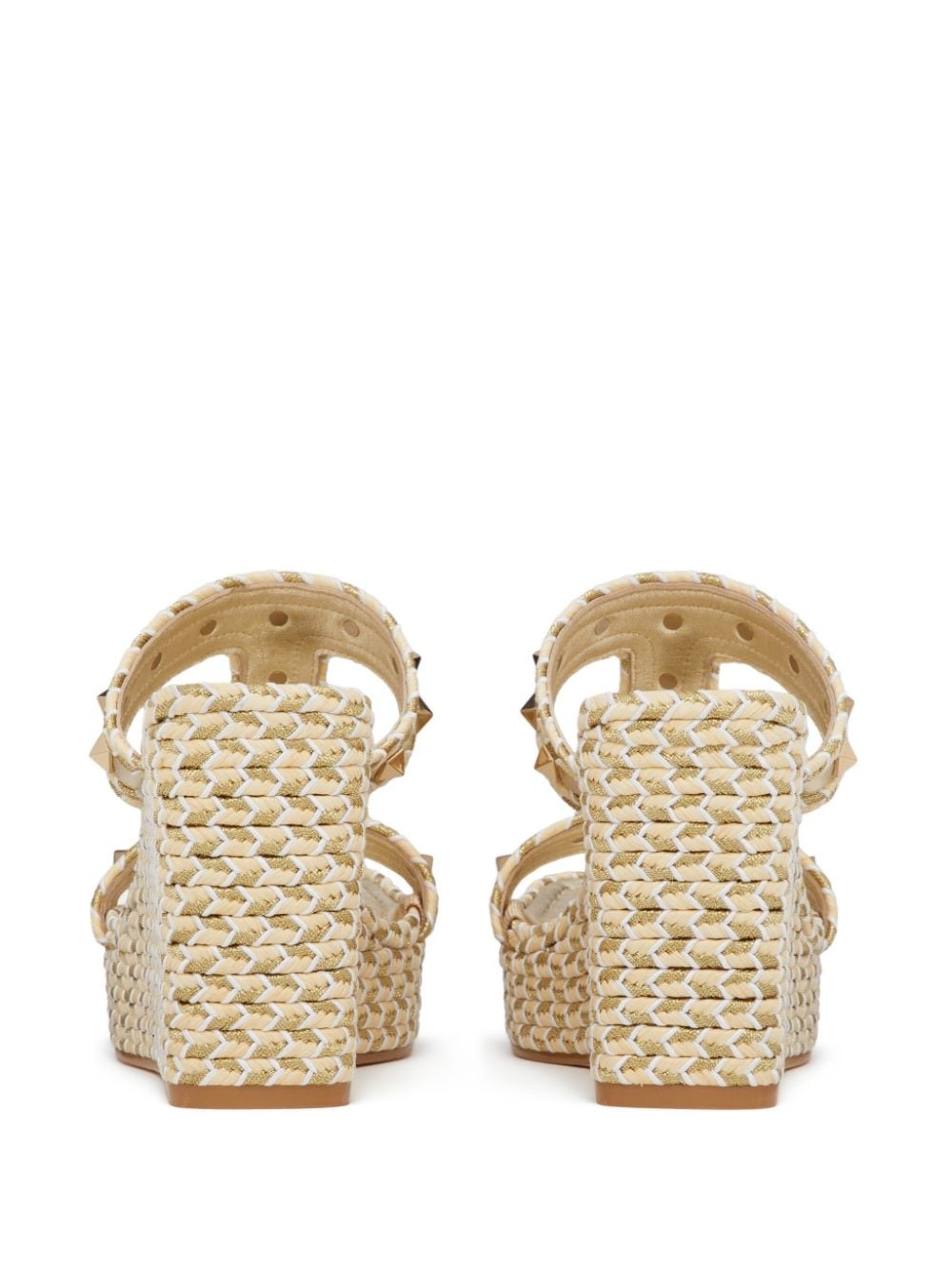 Rockstud 90mm woven wedge sandals - 3