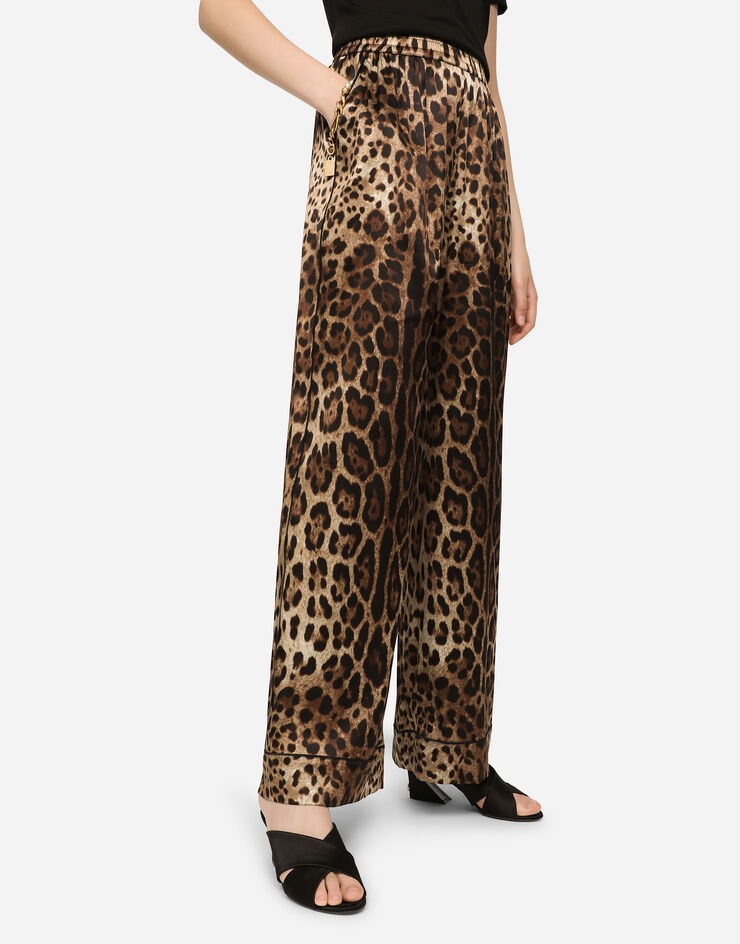 Leopard-print satin pajama pants - 4