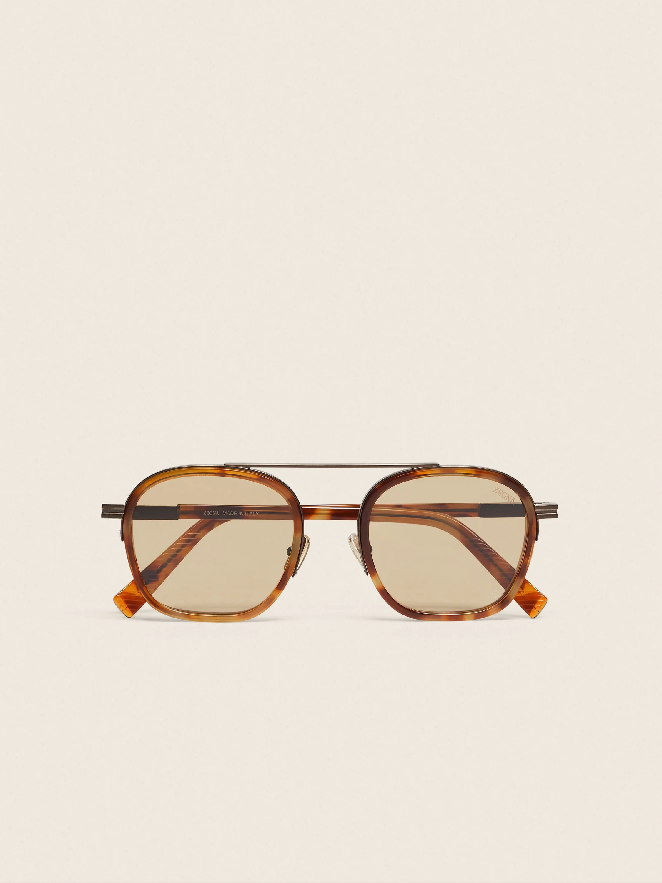 HAVANA BROWN ORIZZONTE I ACETATE AND METAL SUNGLASSES - 1