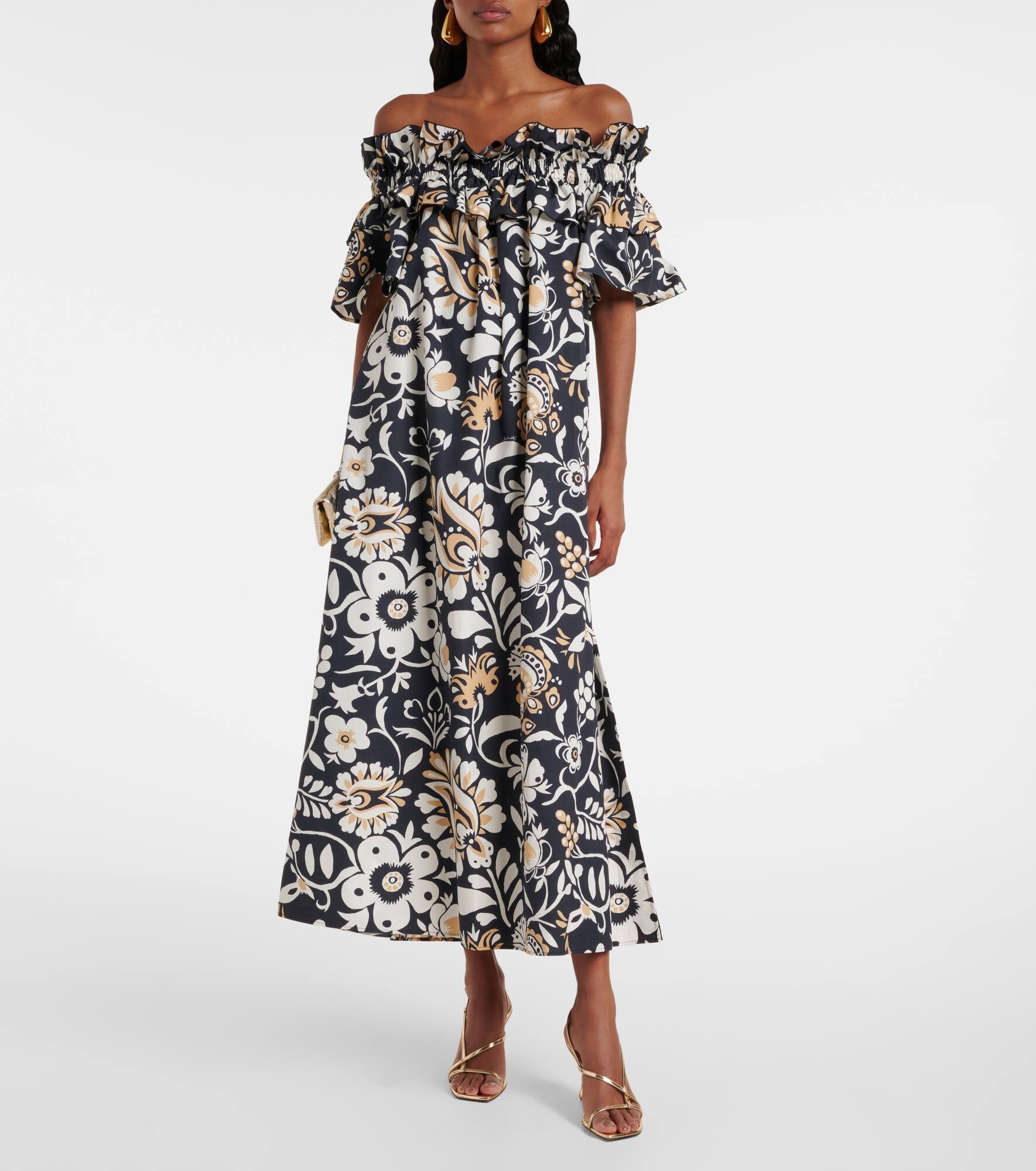 Breakfast ruffled cotton poplin midi dress - 2