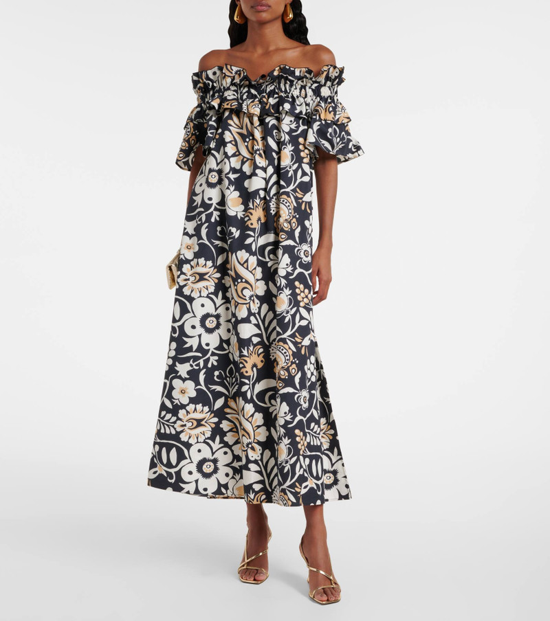 La DoubleJ Breakfast ruffled cotton poplin midi dress outlook