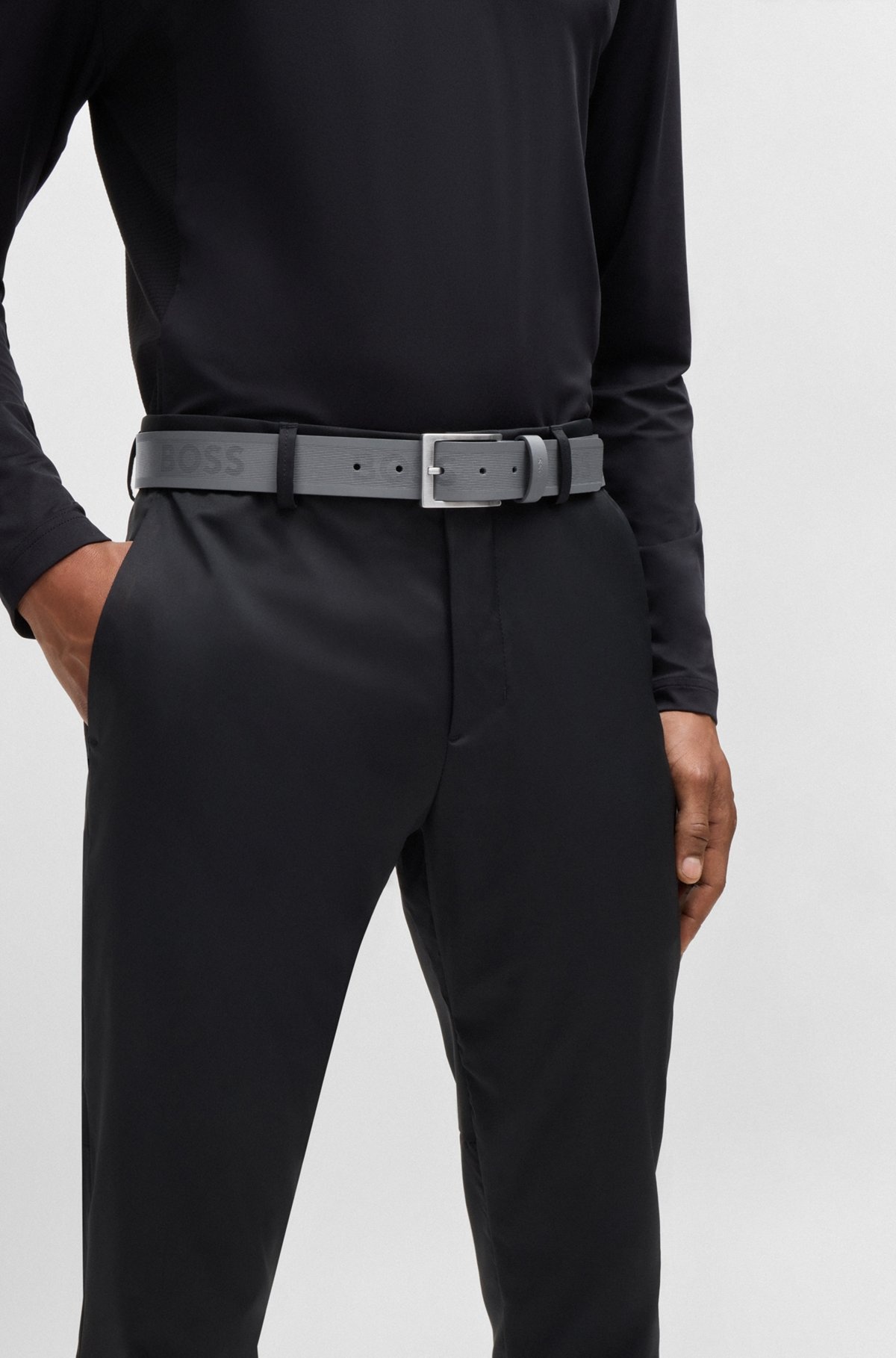 ITALIAN-LEATHER BELT WITH BRUSHED SILVER HARDWARE - 2