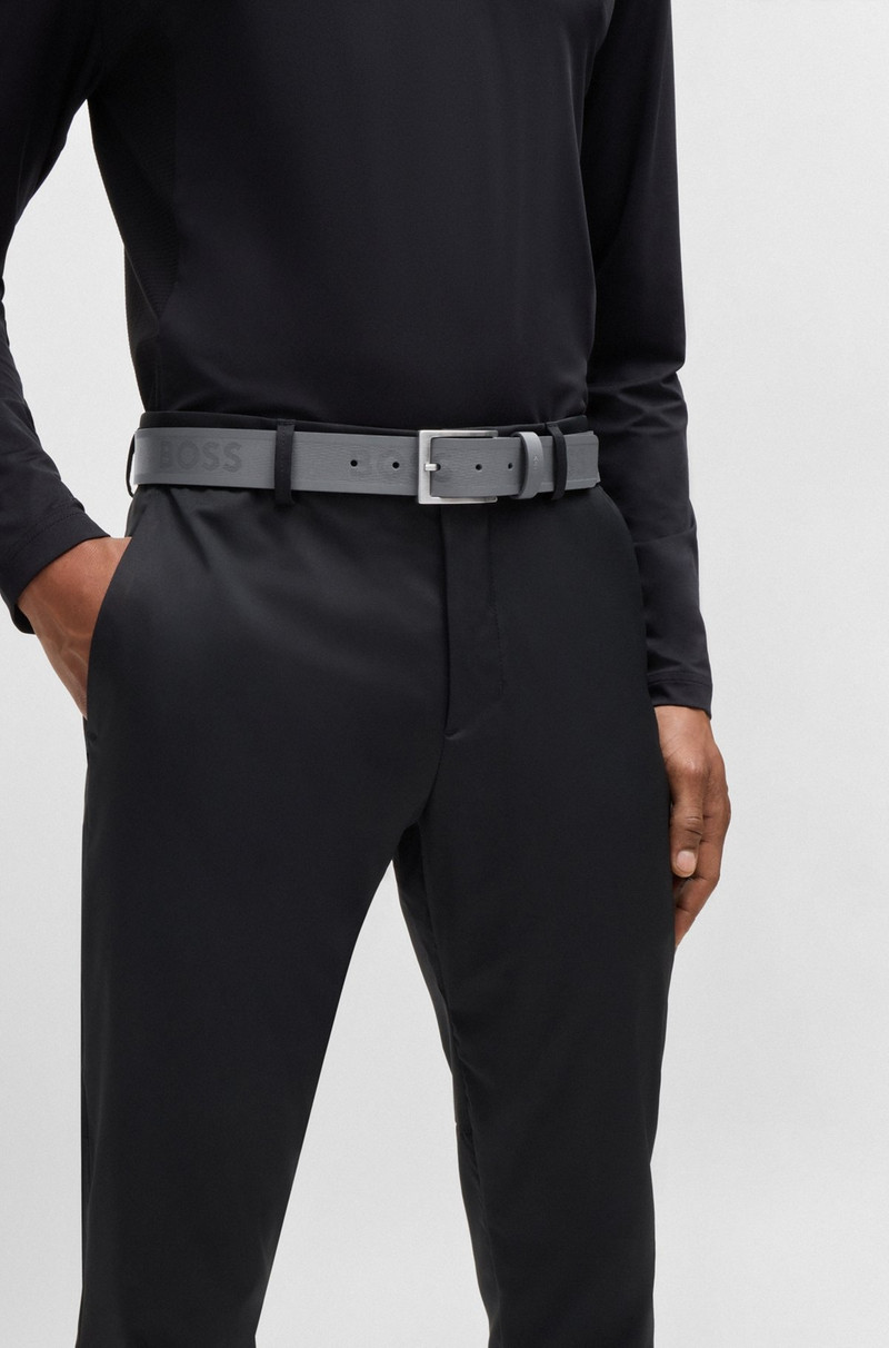 BOSS ITALIAN-LEATHER BELT WITH BRUSHED SILVER HARDWARE outlook