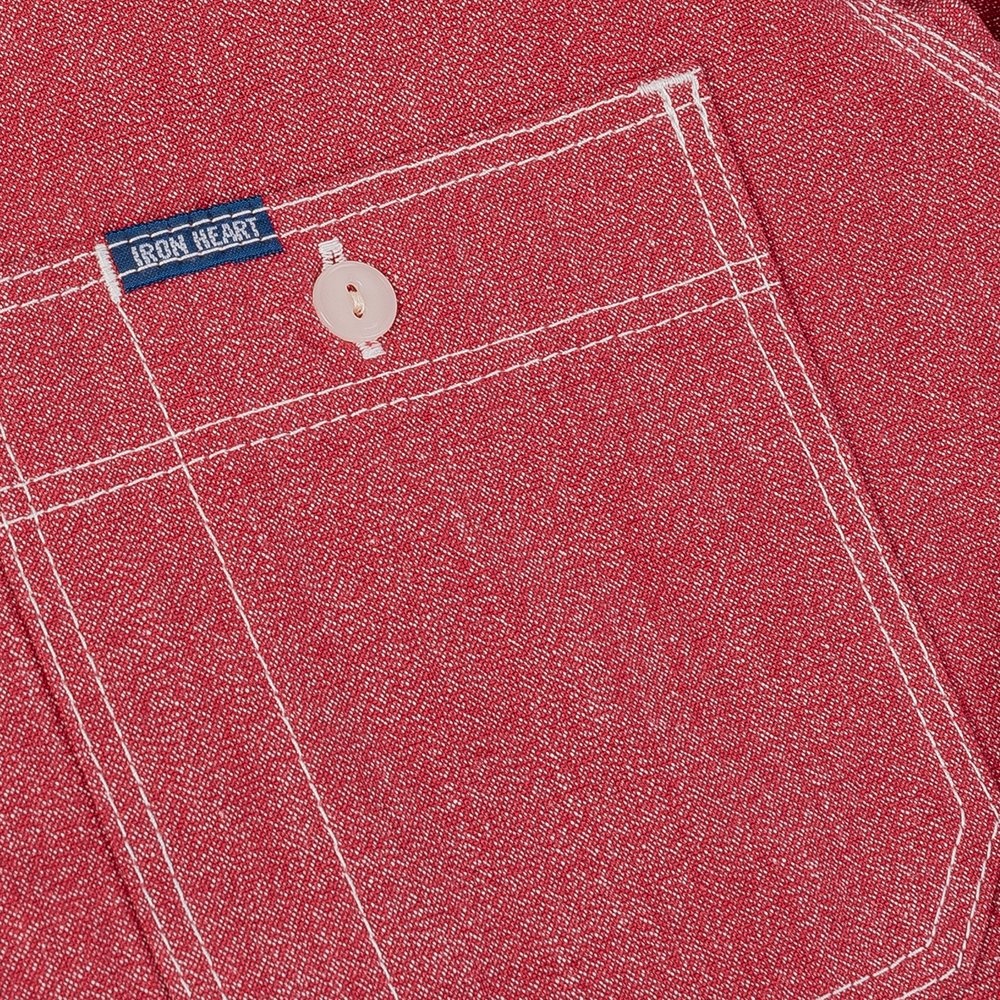 IHSH-290-RED 10oz Mock Twist Selvedge Chambray Work Shirt - Red - 10