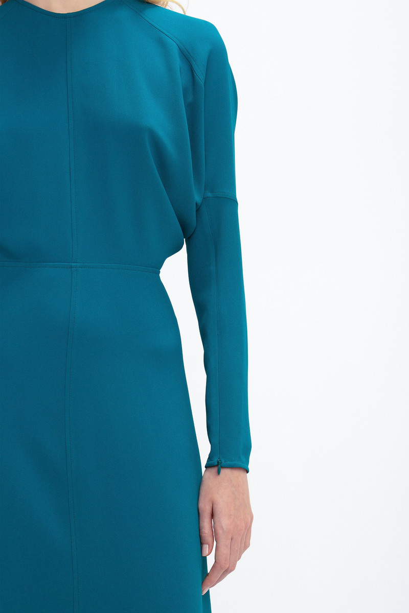 Long Sleeve Dolman Midi Dress In Petroleum 6