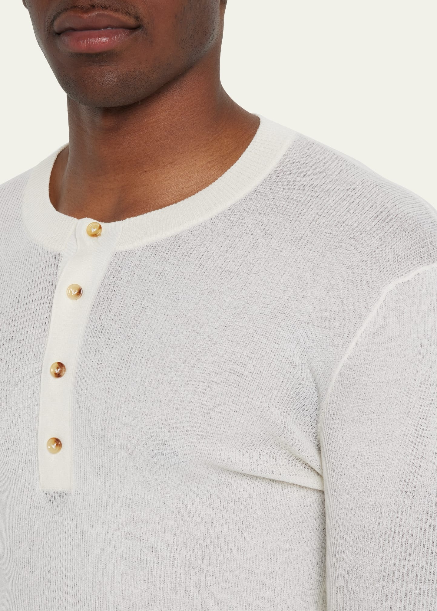 Bottega Veneta Men's Ribbed Henley Shirt | bergdorfgoodman