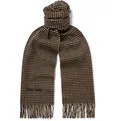 Fringed Houndstooth Wool and Cashmere-Blend Scarf - 7