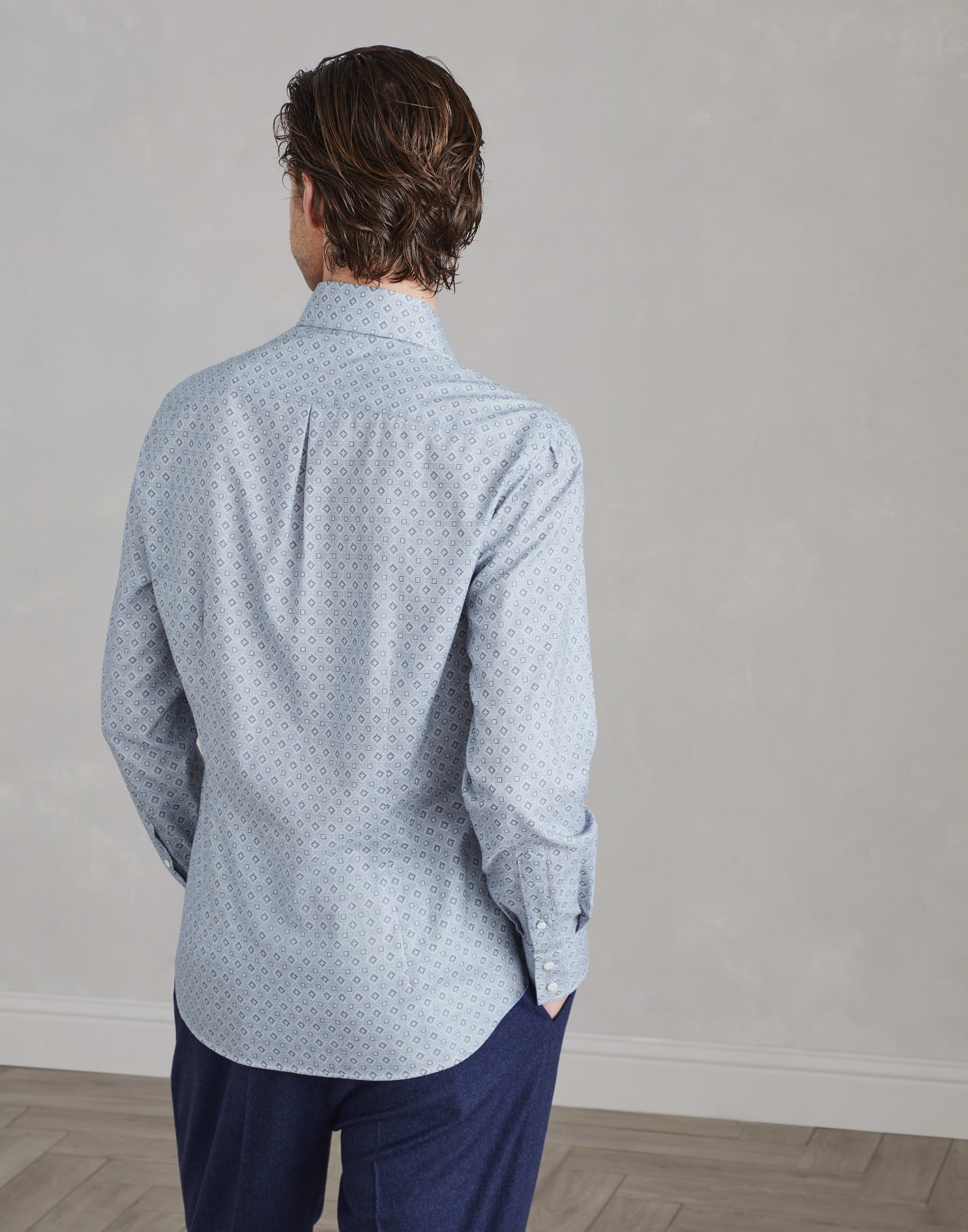Geometric print slim fit shirt with spread collar - 2