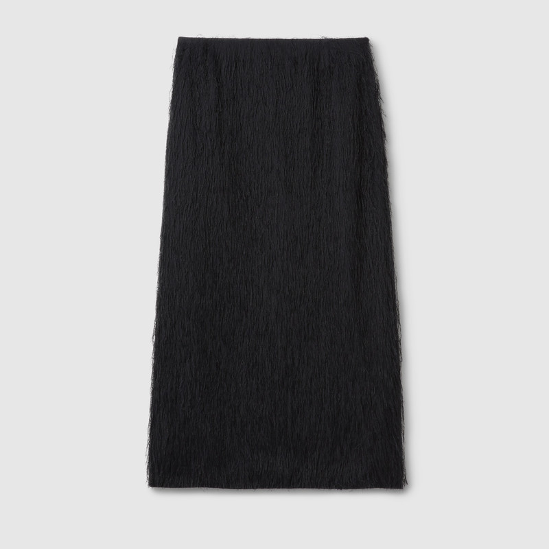 Fringed fil coupé fabric skirt 1