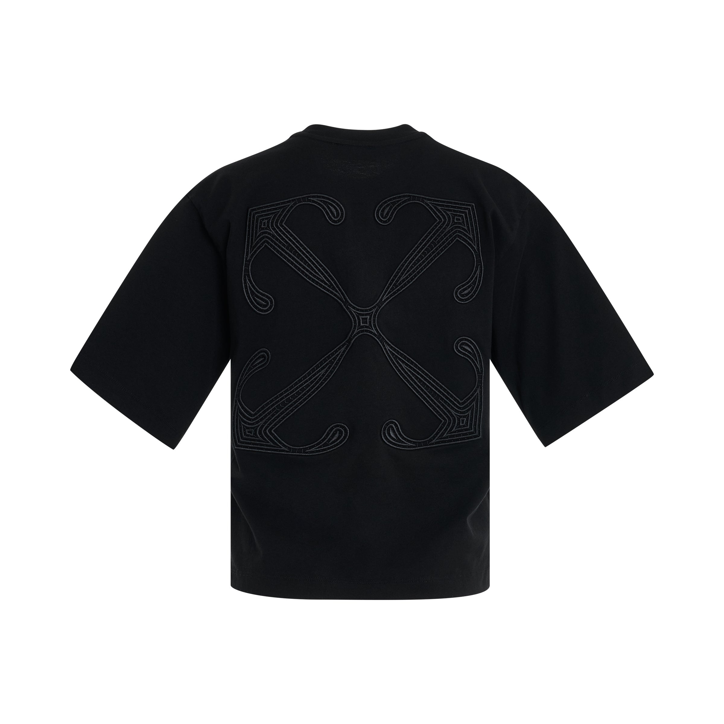 Embroidered Arrow Basic T-Shirt in Black - 4