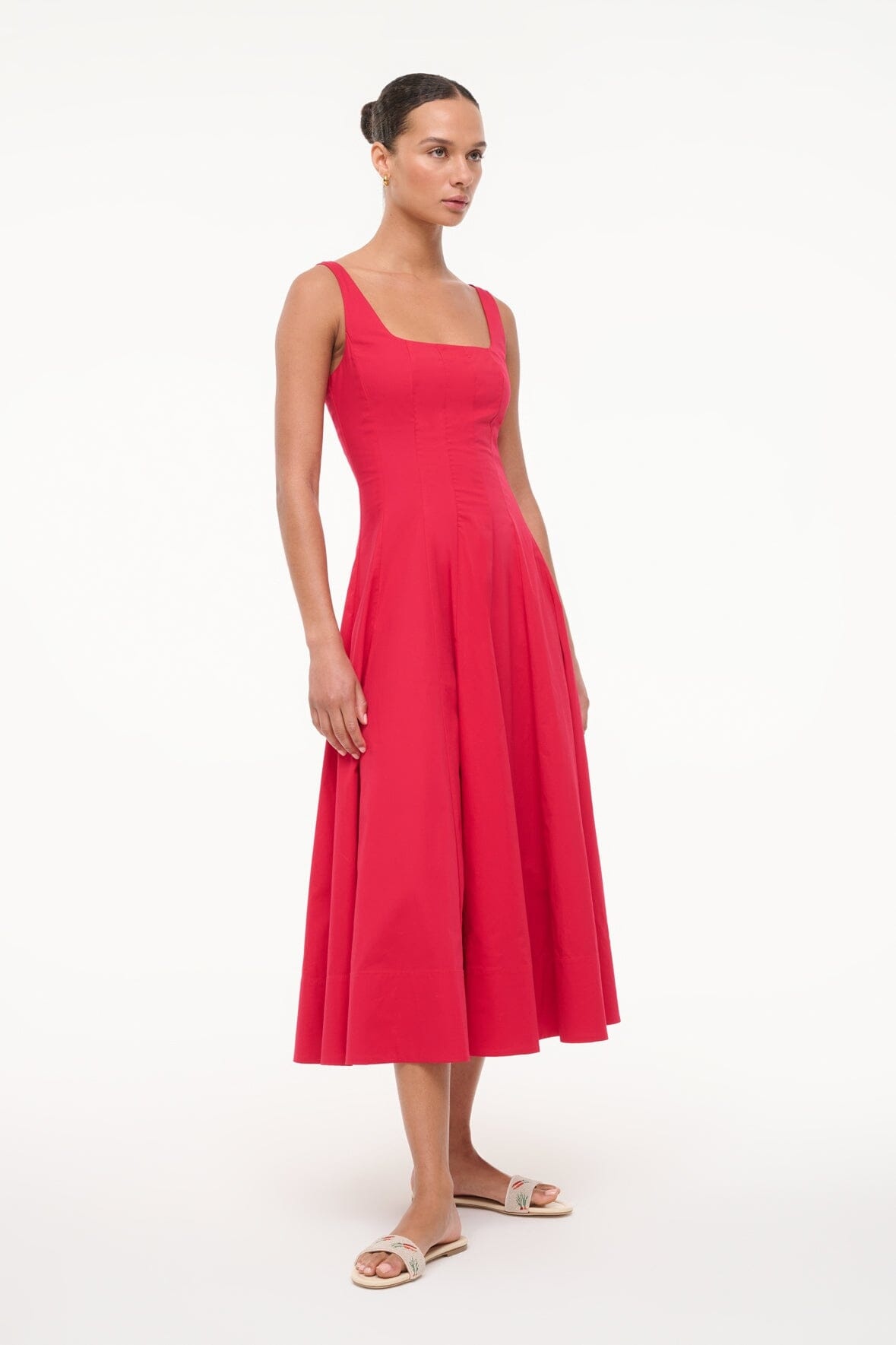 STAUD WELLS DRESS CHERRY - 2