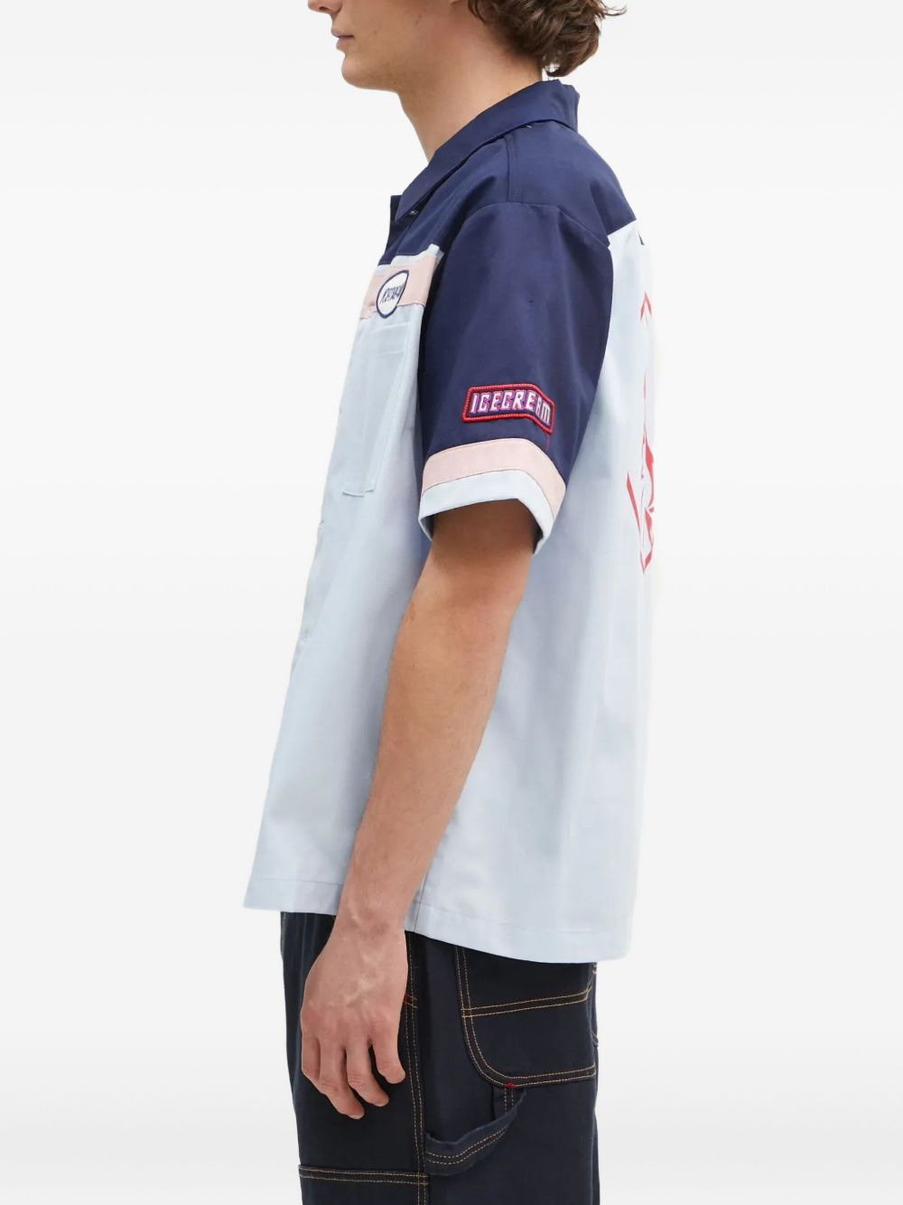 panelled embroidered shirt - 3