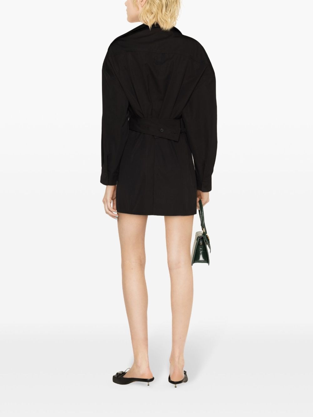 asymmetric-neck shirt minidress - 4