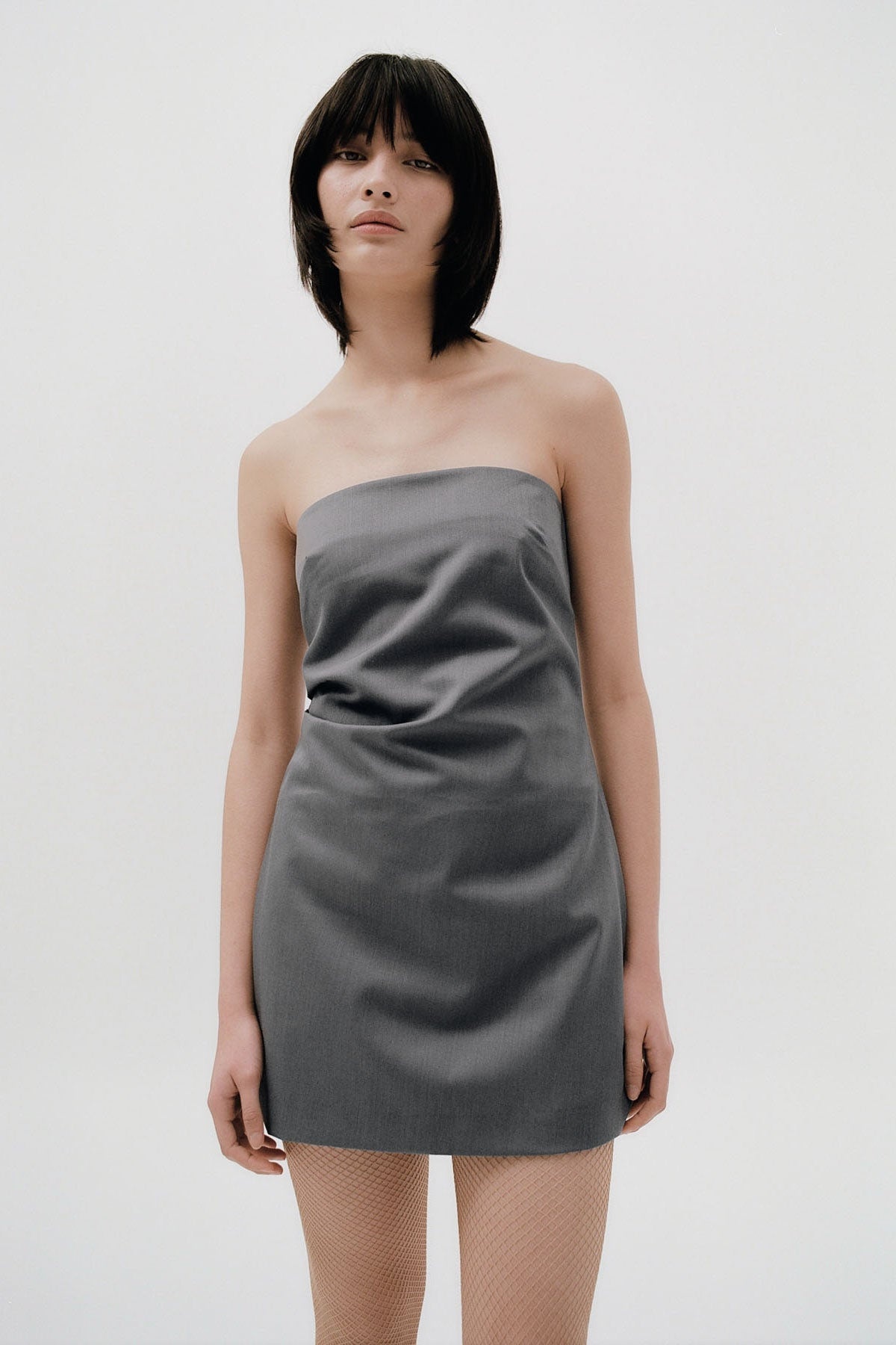 Tuck Mini Dress - Pewter Grey - 6