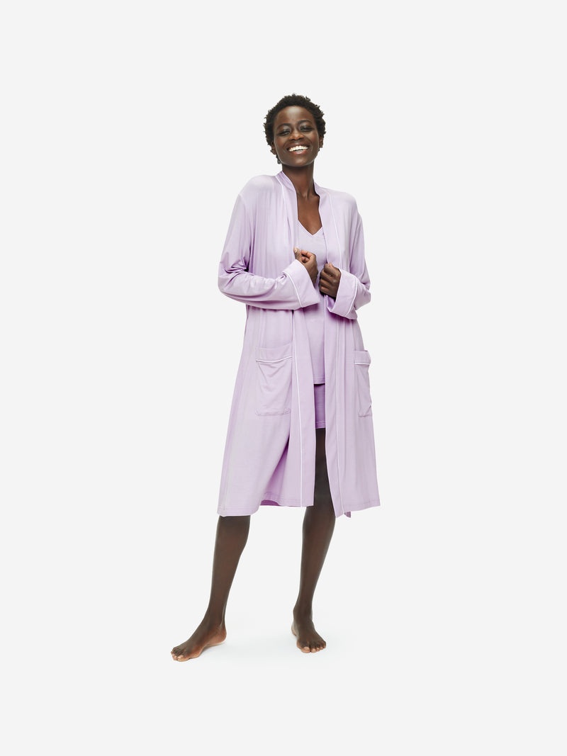 Women's Dressing Gown Lara Micro Modal Stretch Lilac - 4
