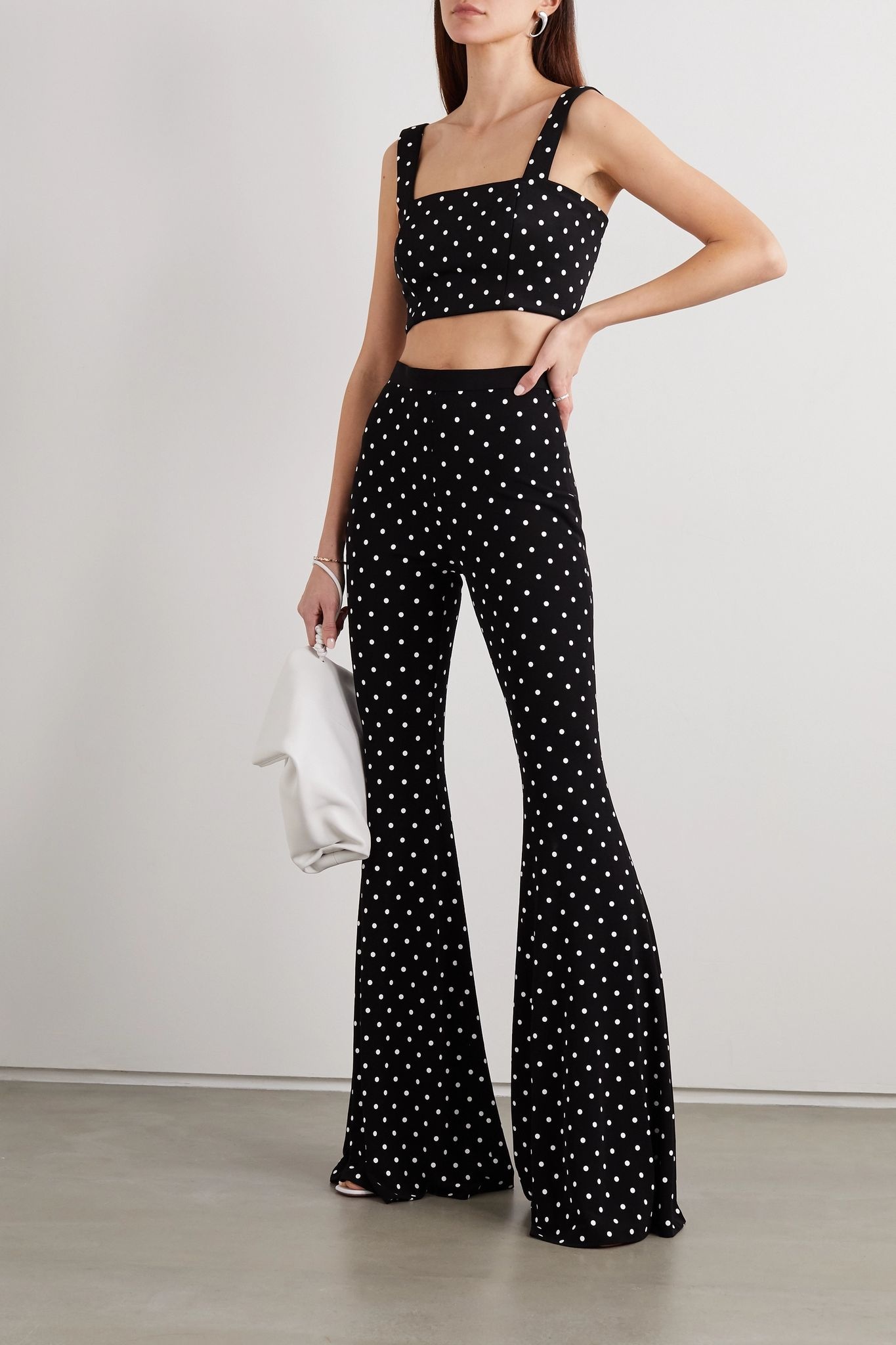 Cropped polka-dot stretch-knit top - 2