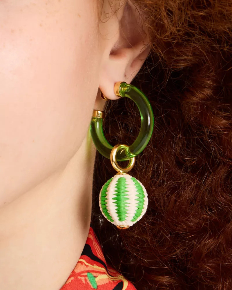 kate spade Feeling Bubbly Raffia Charm Hoops outlook