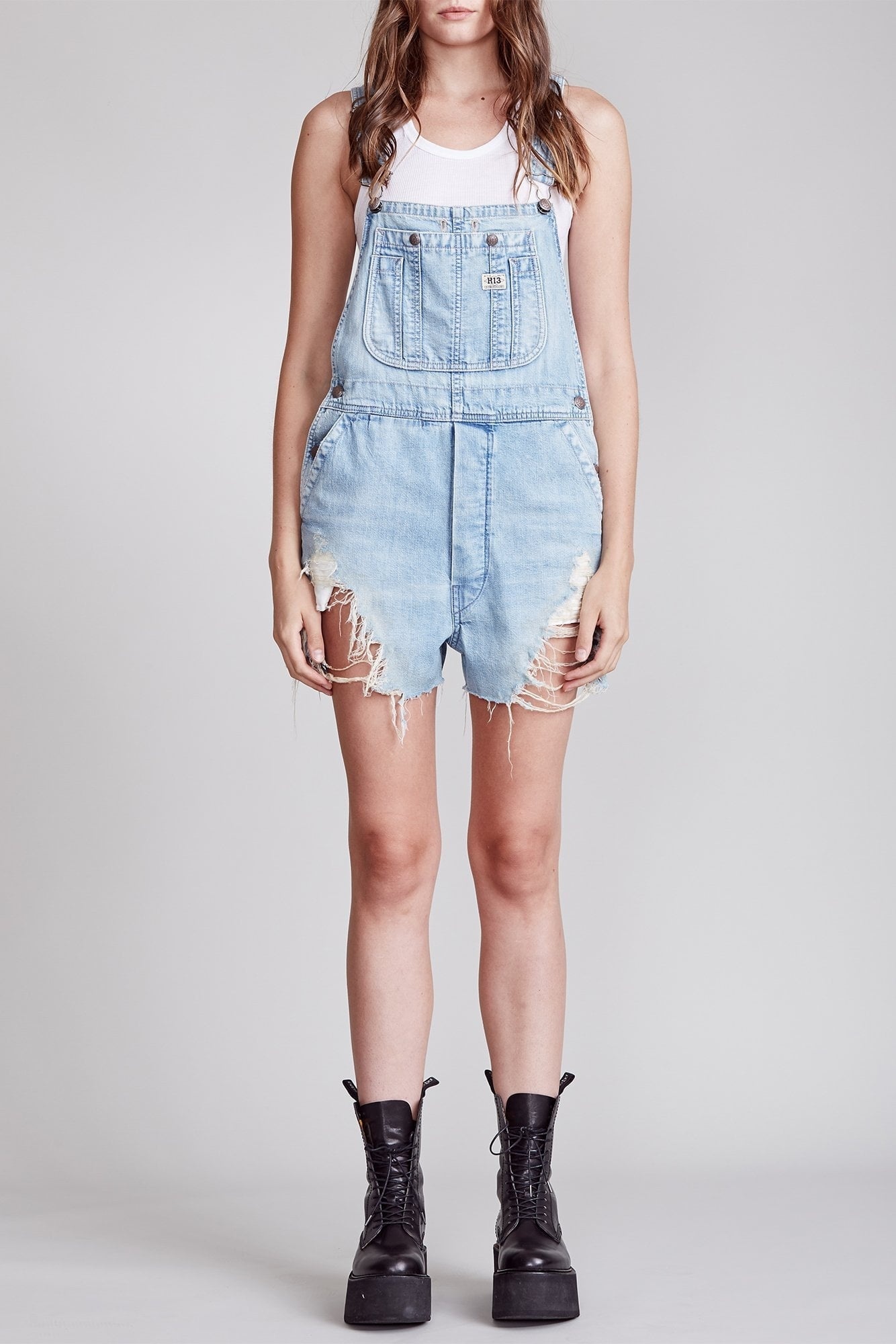 Overall Short - Pale Blue | R13 Denim Official Site - 3