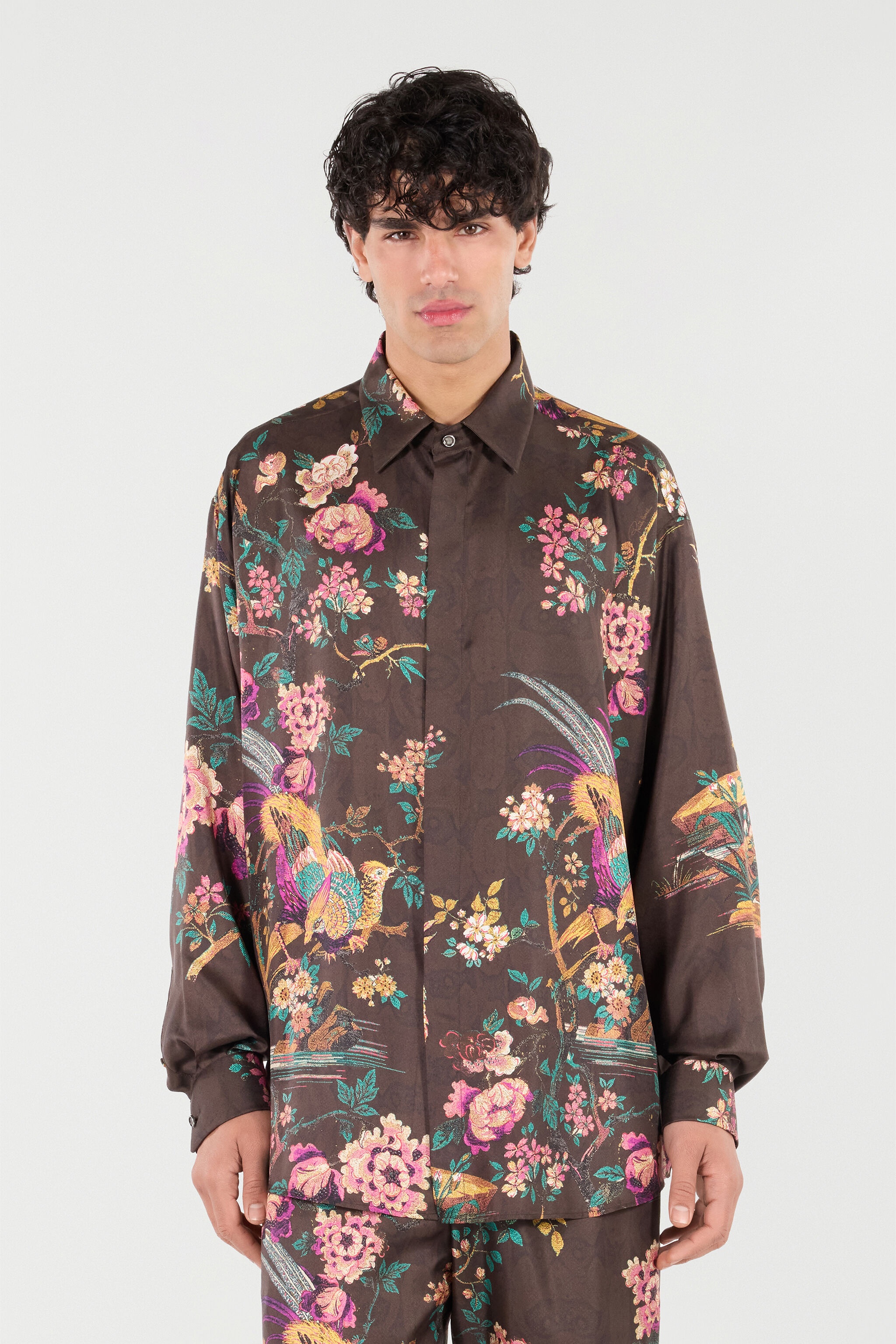 Silk Shirt With Oriental Bird Print - 3