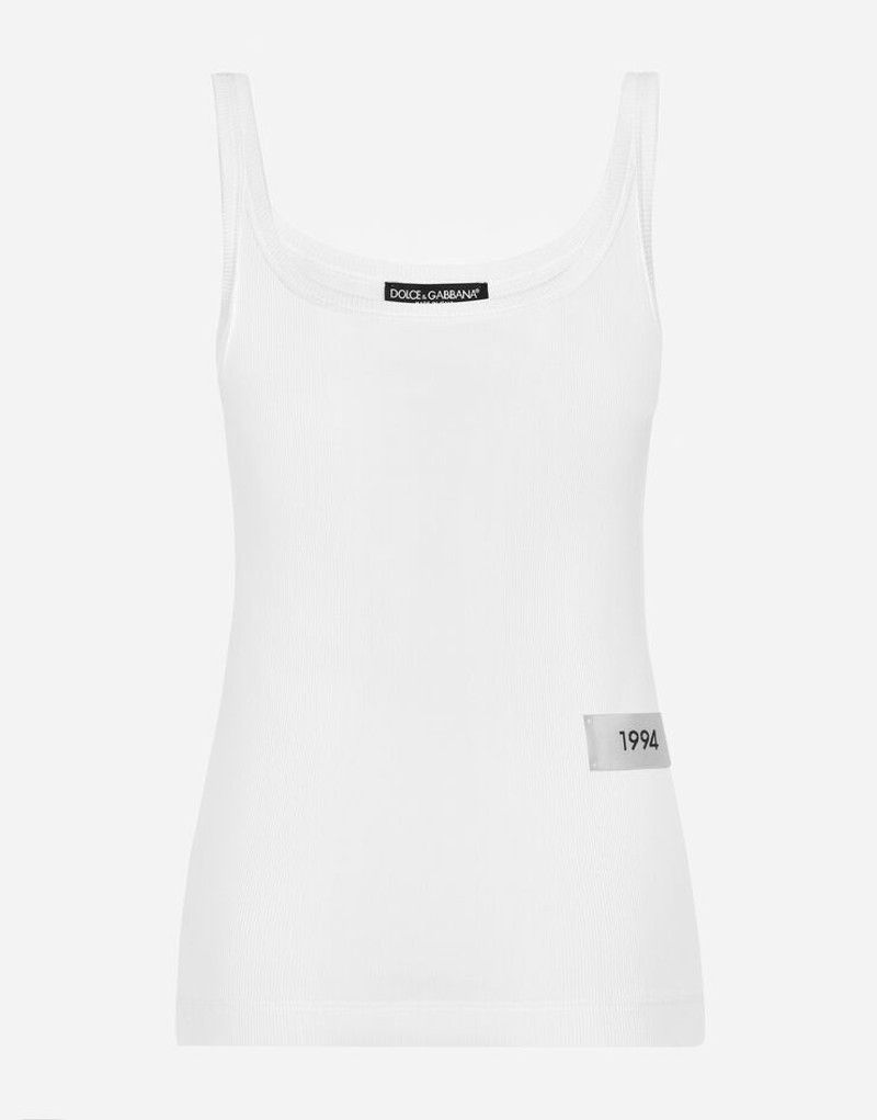 Fine-rib cotton tank top with the Re-Edition label 1