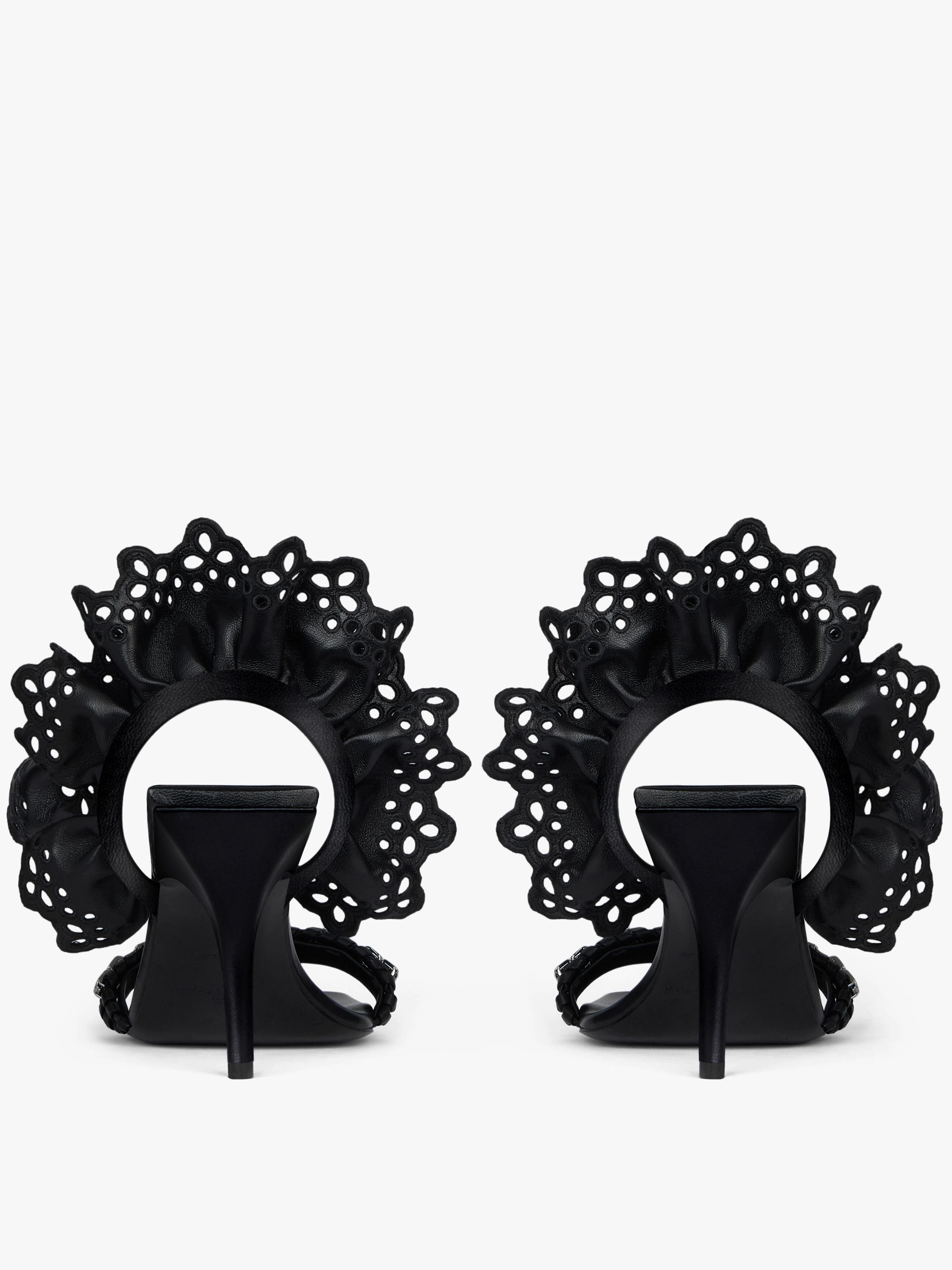G WOVEN SANDALS IN BRAIDED LEATHER WITH BRODERIE ANGLAISE - 7