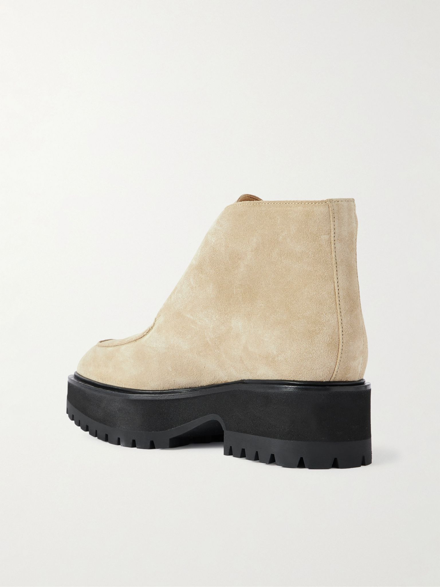 Apollo buckled suede platform ankle boots Sand - 3