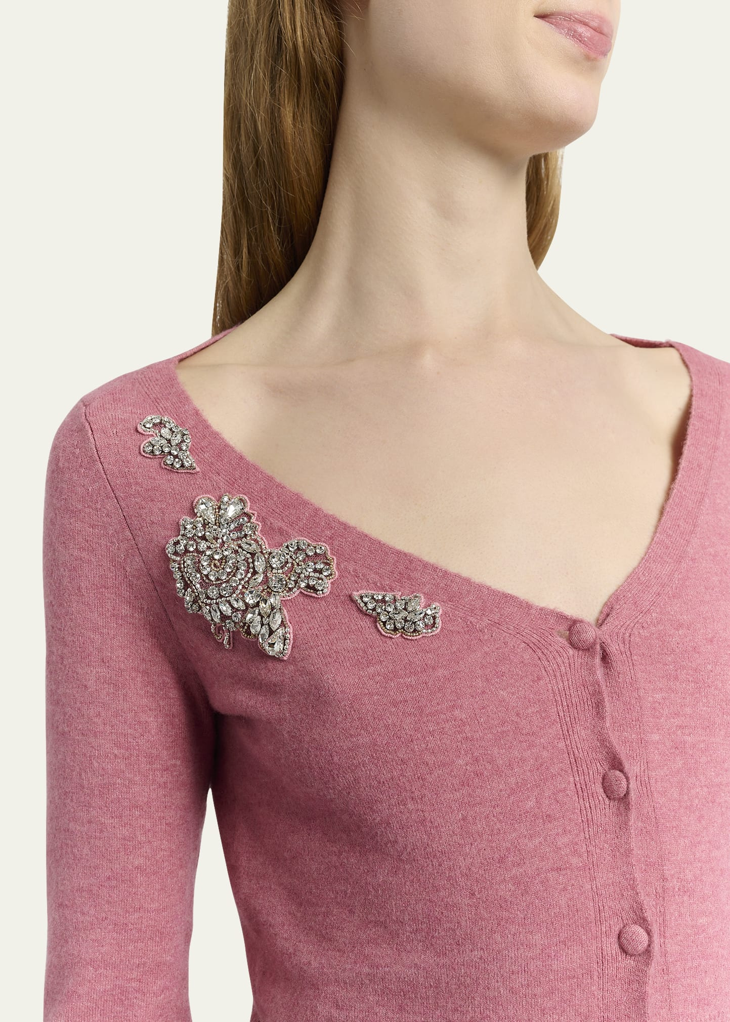 Embellished Cropped V-Neck Cardigan - 5