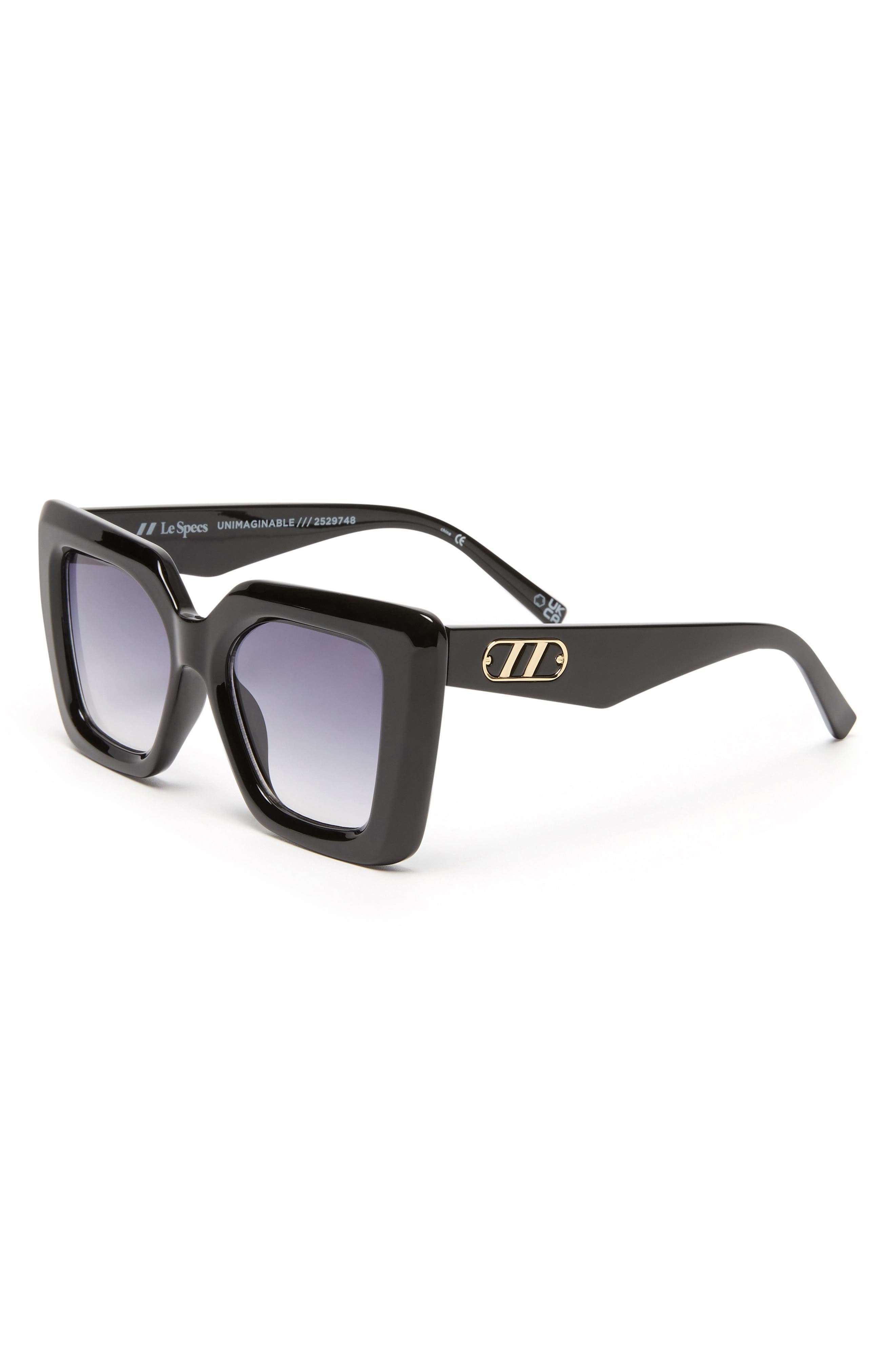Le Specs Unimaginable 52mm Square Sunglasses in Black/smoke Grad at Nordstrom - 2