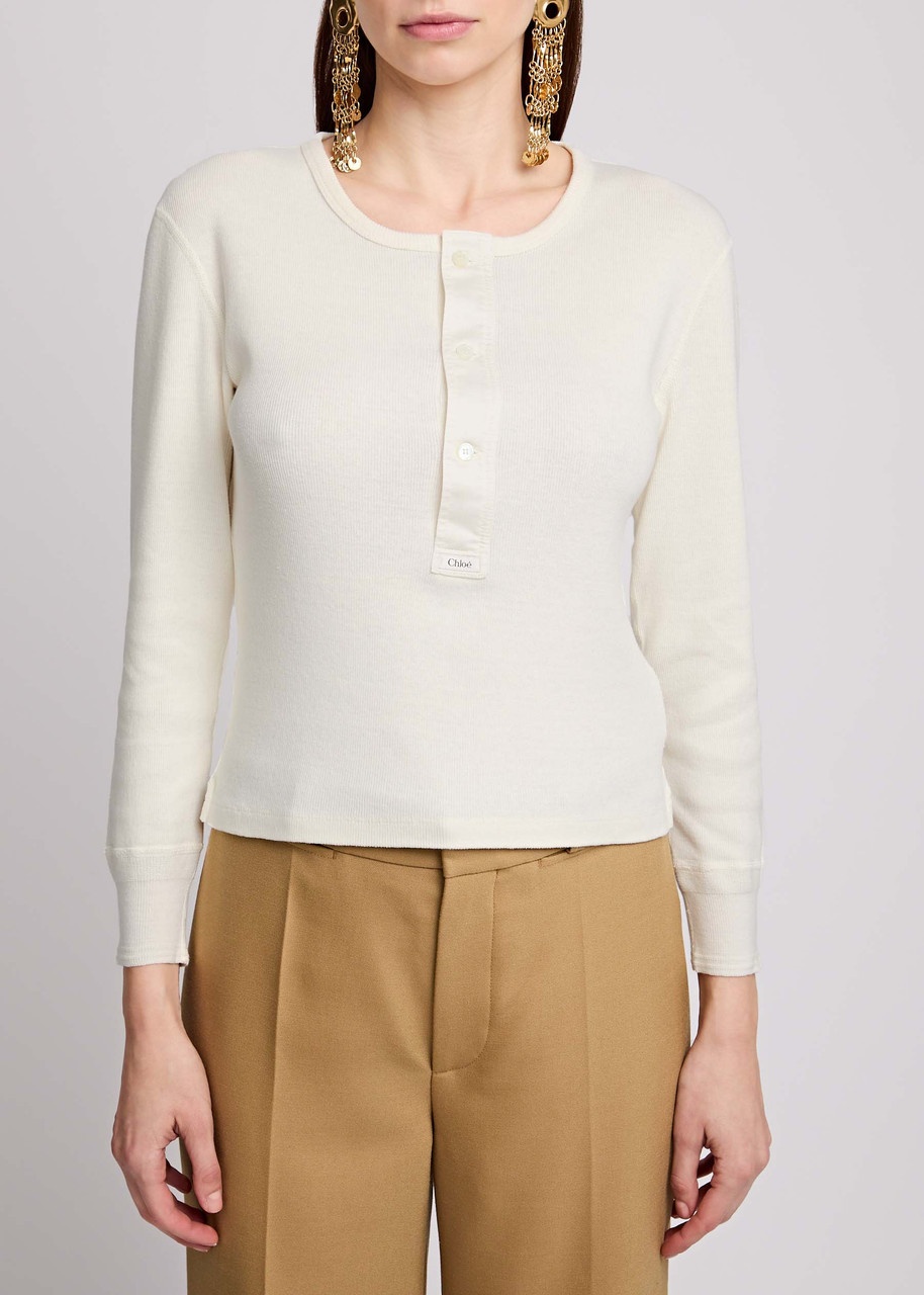 Chloe Ribbed Logo Cotton top - 2