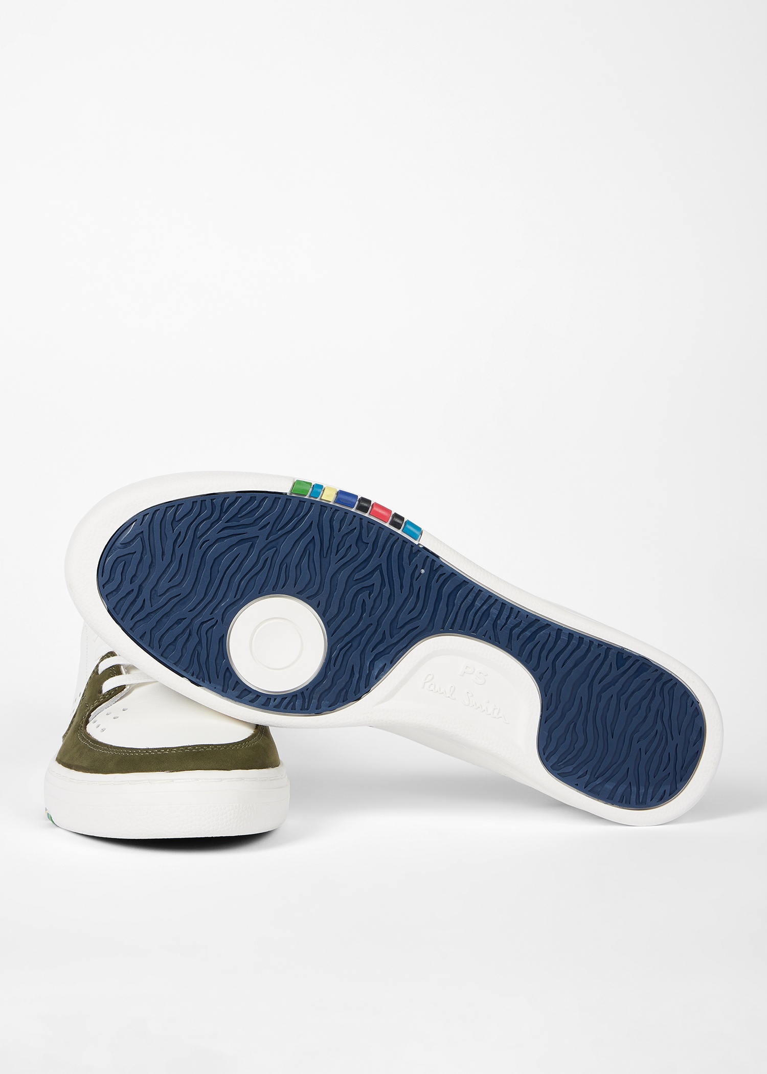 White and Khaki Panel 'Cosmo' Trainers - 2