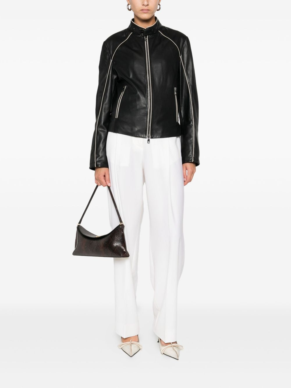 leather zip-front jacket - 2