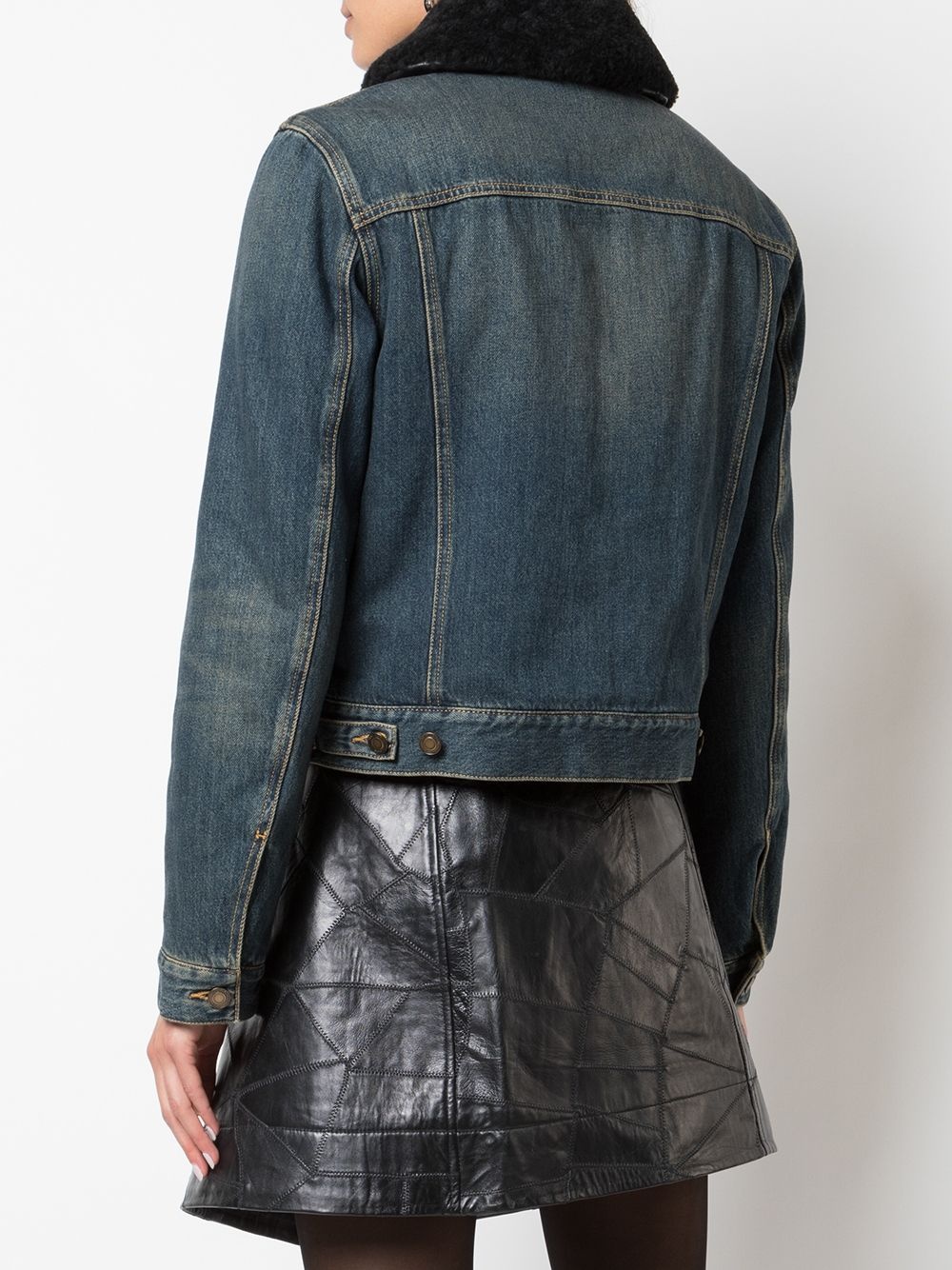 shearling-lined denim jacket - 4